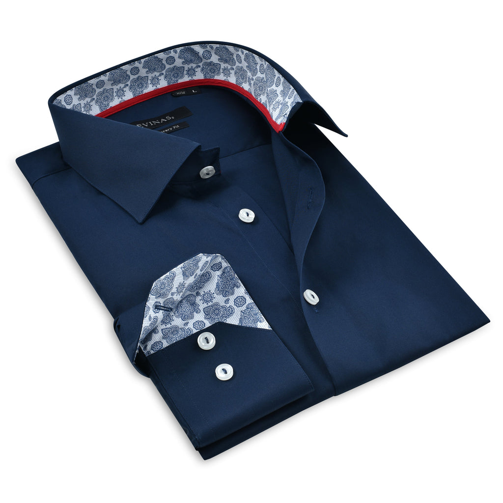 Contrast Collar Button-Up Shirt // Contemporary Fit - contrast  trimming - final sale LEVINAS® Official