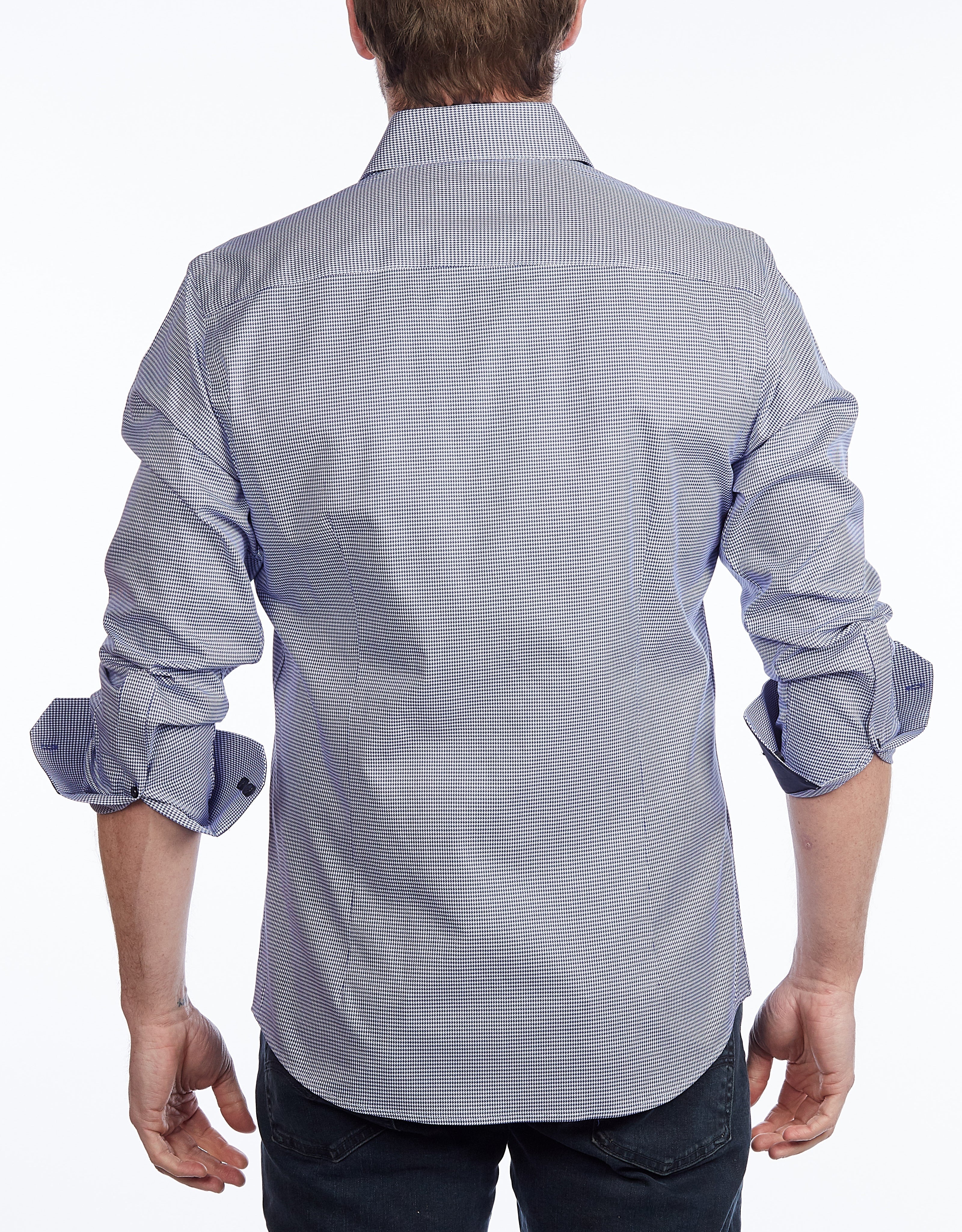 Contrast Collar Button-Up Shirt //  - Contemporary Fit - contrast  trimming- final sale LEVINAS® Official