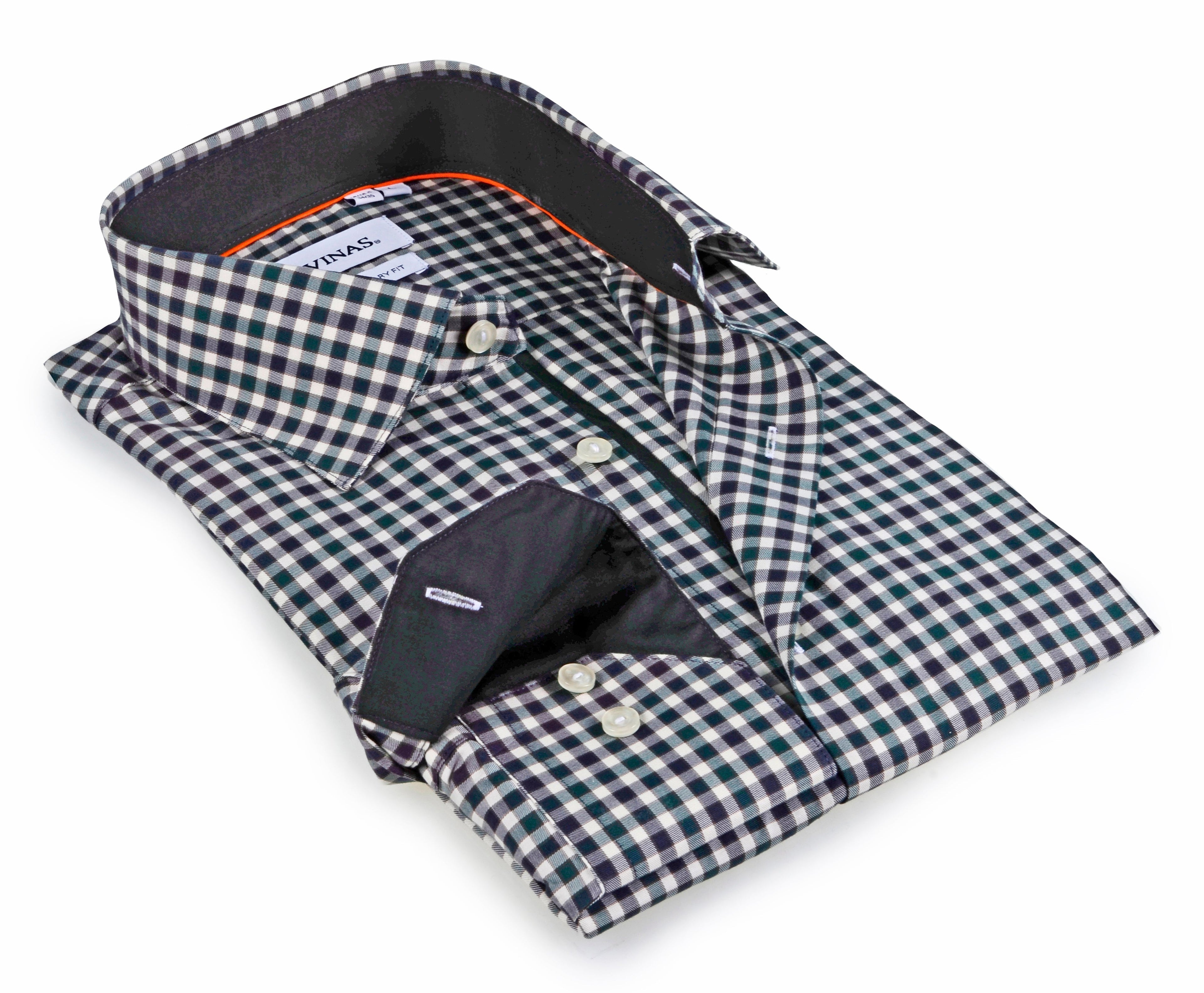 Contrast Collar Button-Up Shirt //  - Contemporary Fit - contrast  trimming - final sale LEVINAS® Official