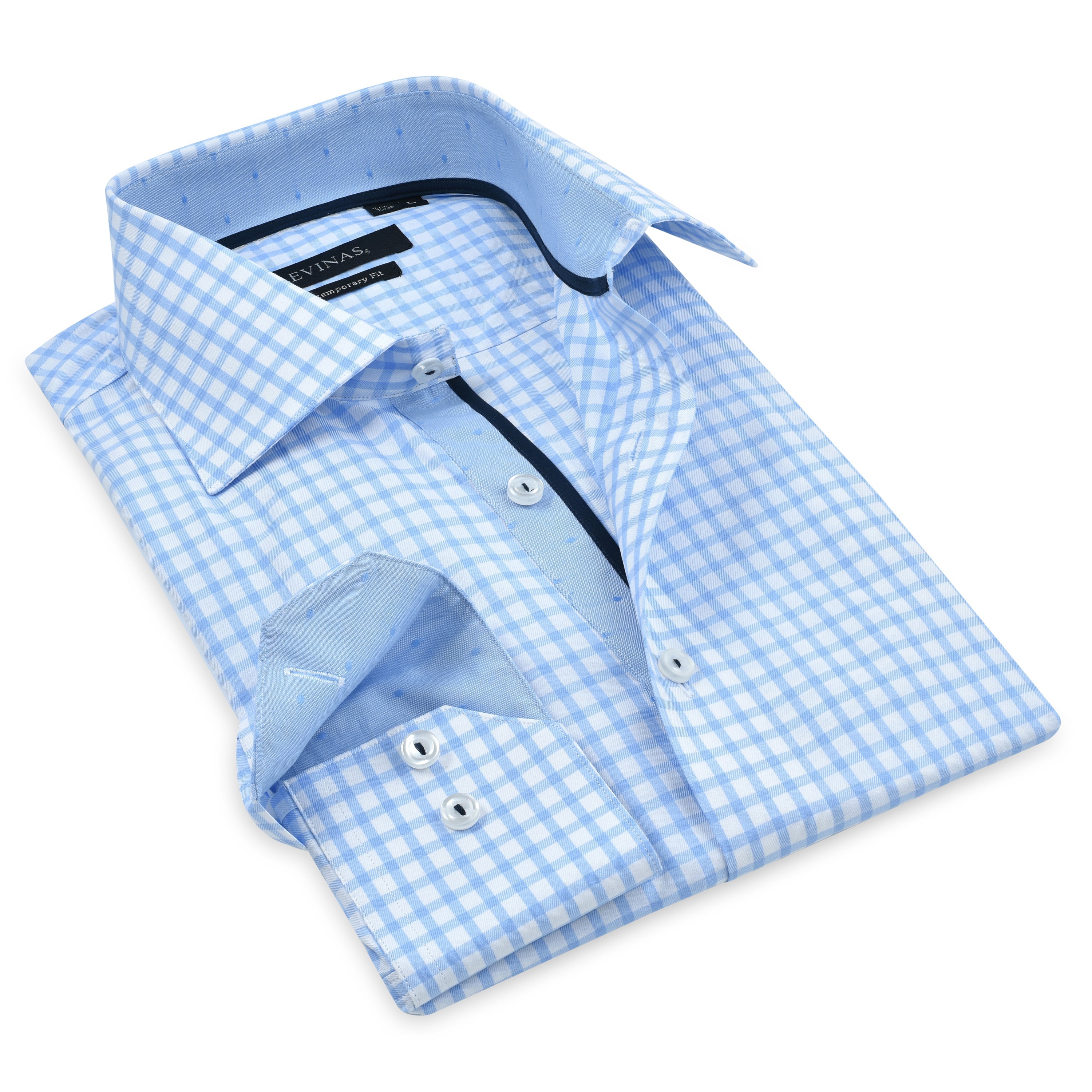 Contrast Collar Button-Up Shirt //  - Contemporary Fit - contrast  trimming- final sale LEVINAS® Official