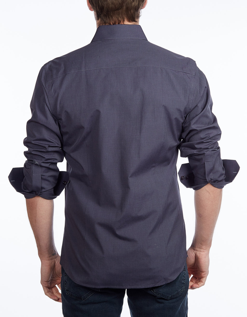 Contrast Collar Button-Up Shirt //  - Contemporary Fit - contrast  trimming - final sale LEVINAS® Official