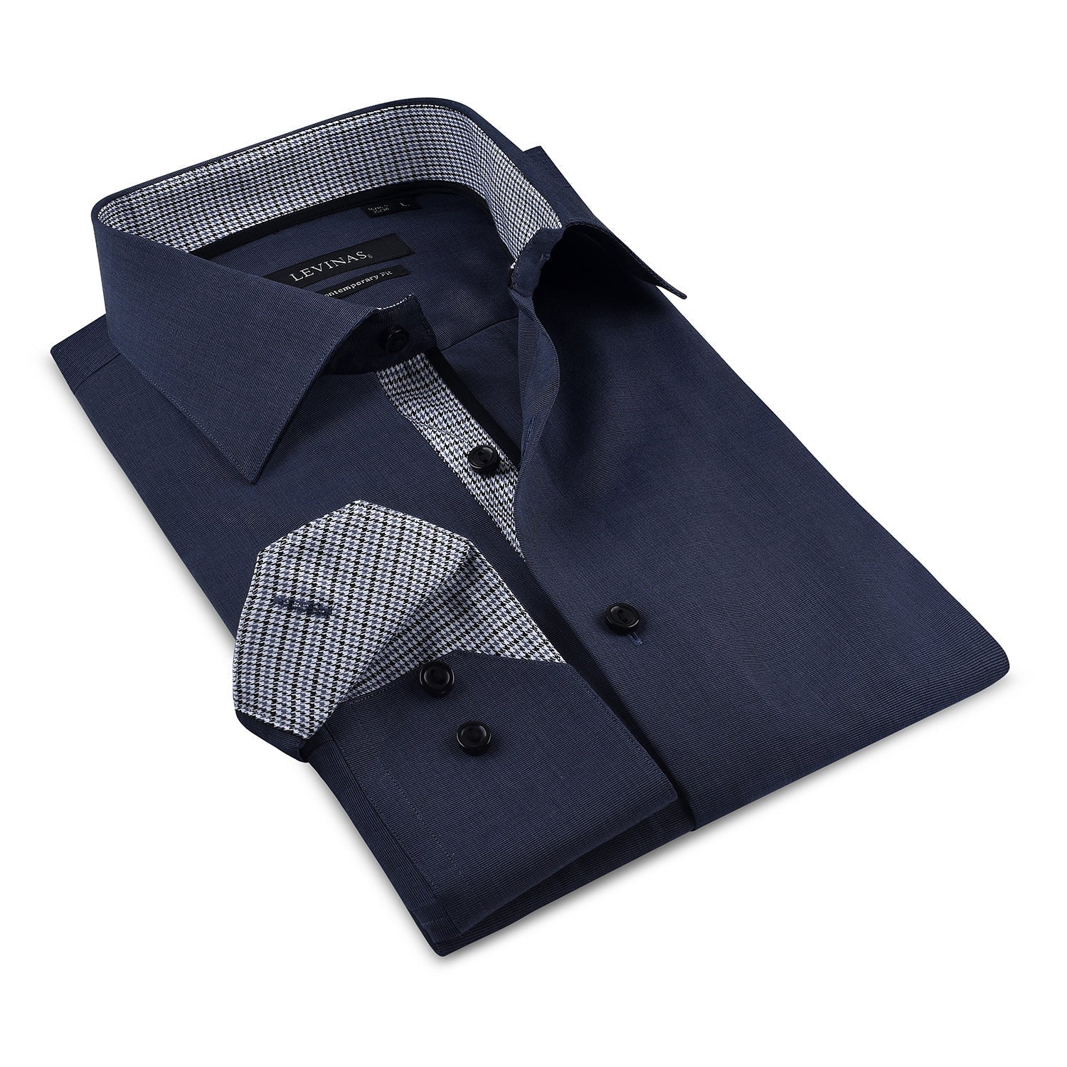 Contrast Collar Button-Up Shirt // Contemporary Fit - contrast  trimming - final sale LEVINAS® Official