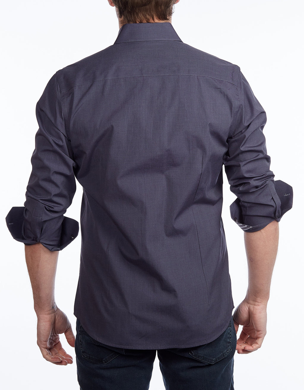 Contrast Collar Button-Up Shirt // Contemporary Fit - contrast  trimming - final sale LEVINAS® Official