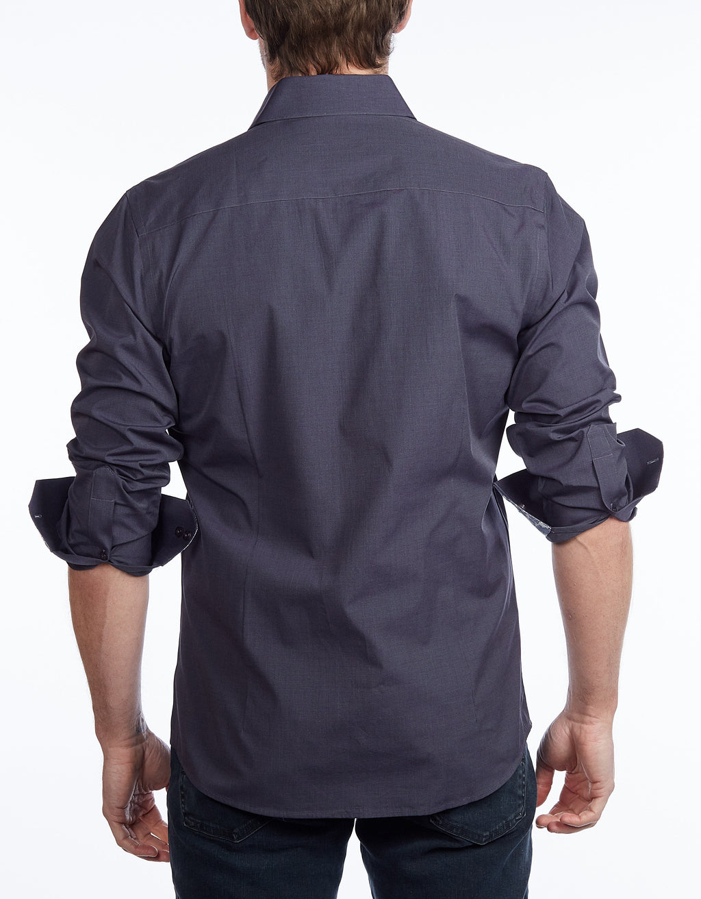 Contrast Collar Button-Up Shirt // Contemporary Fit - contrast  trimming - final sale LEVINAS® Official