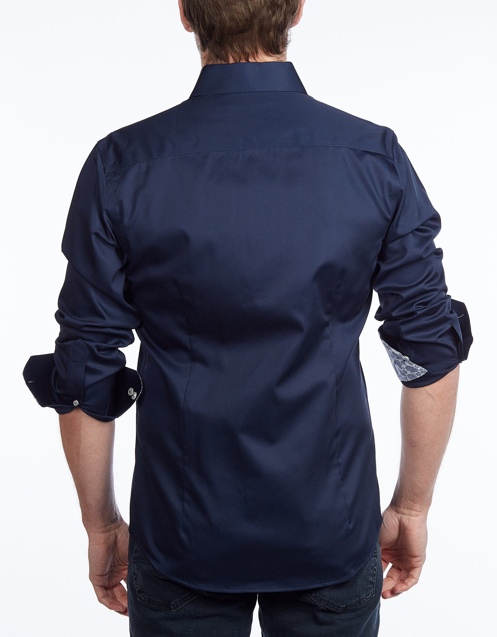Contrast Collar Button-Up Shirt // Contemporary Fit - contrast  trimming - final sale LEVINAS® Official