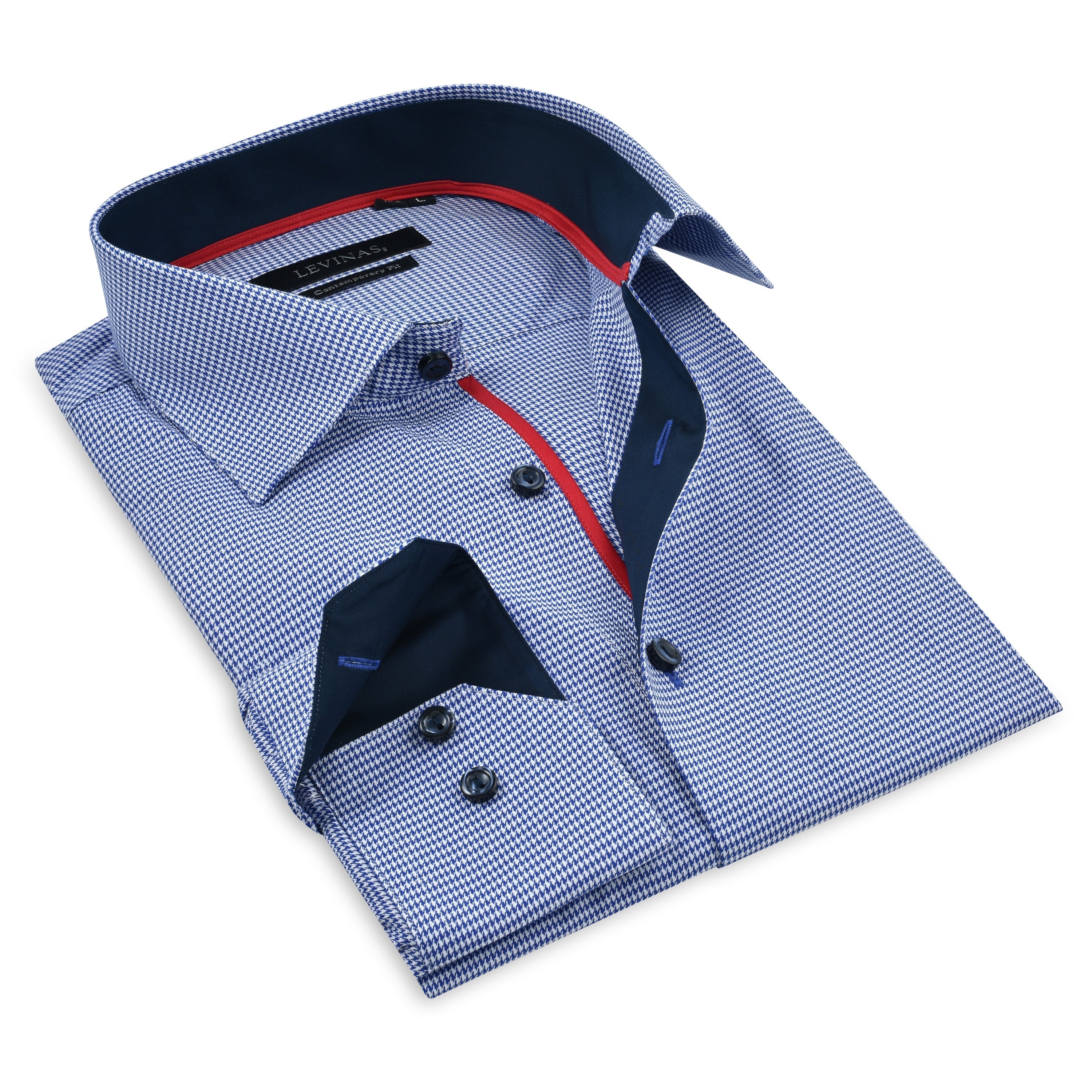 Contrast Collar Button-Up Shirt //  - Contemporary Fit - contrast  trimming- final sale LEVINAS® Official