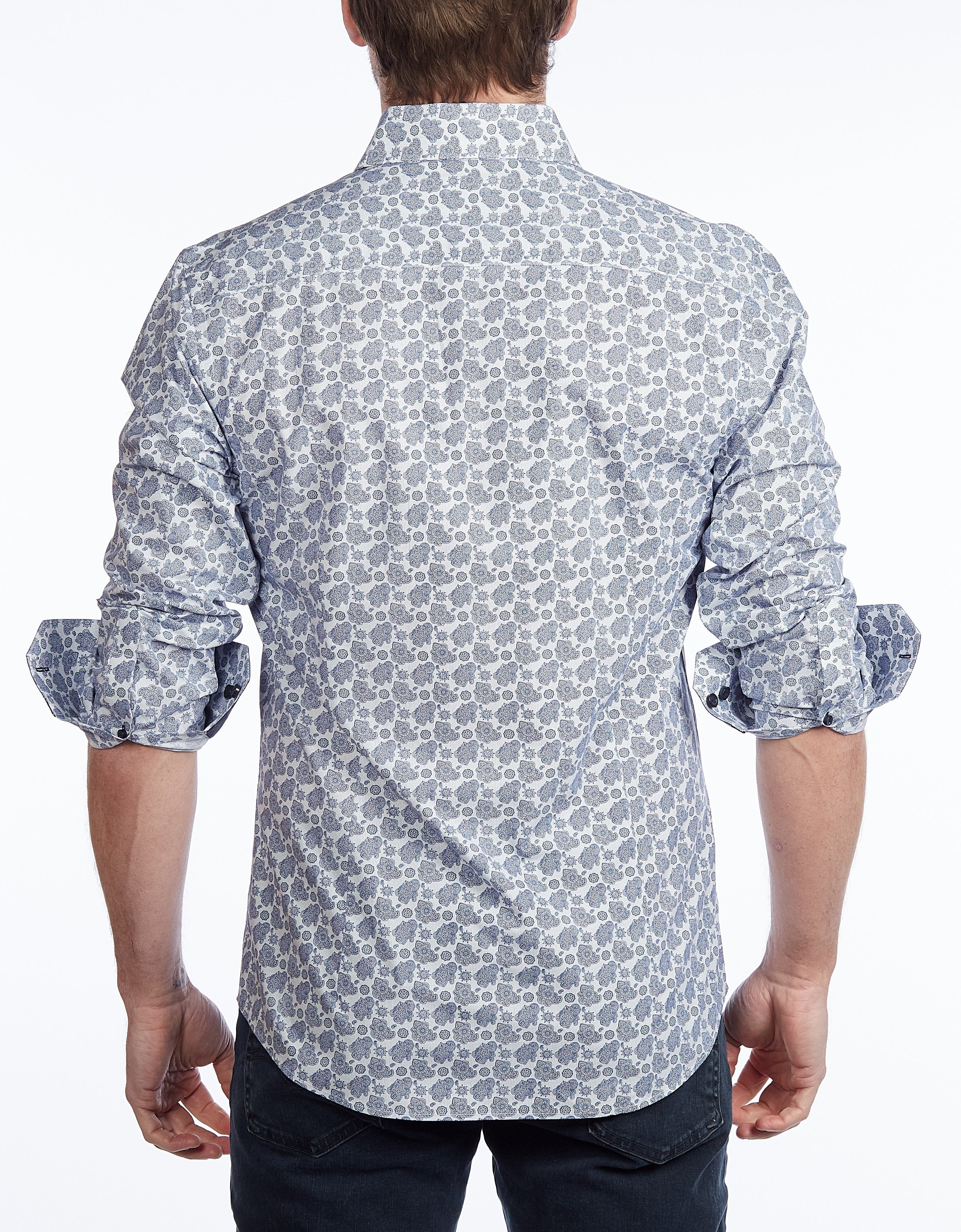 Contrast Collar Button-Up Shirt // Navy -  Contemporary Fit - Contrast trimming - final sale LEVINAS® Official