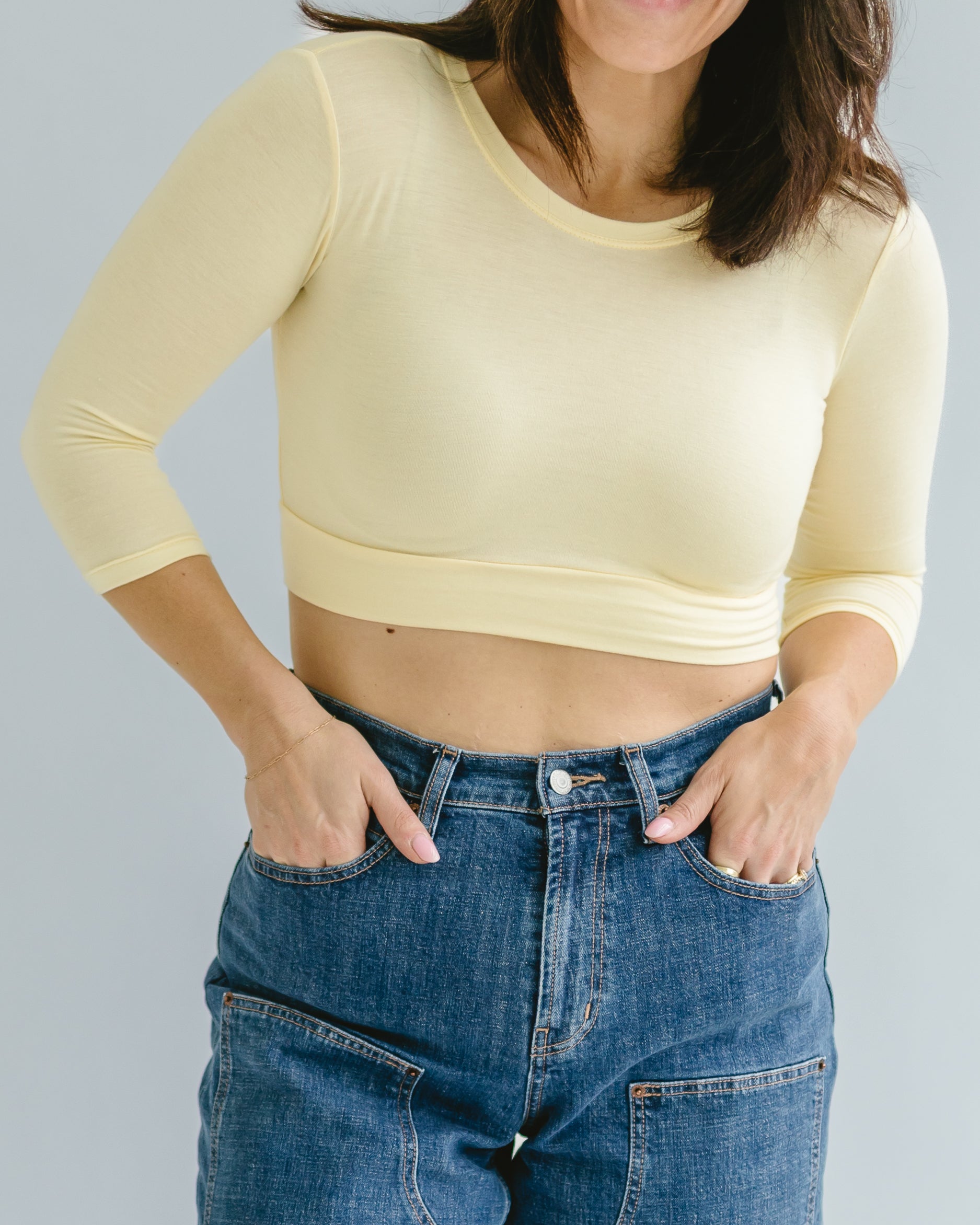 Crew Neck 3/4 Sleeve Halftee HALFTEE Layering Fashions