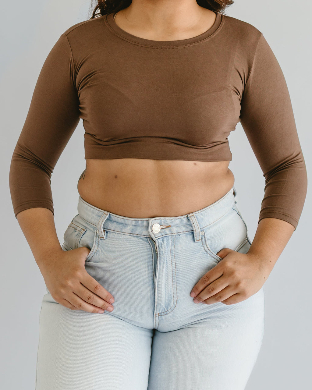 Crew Neck 3/4 Sleeve Halftee HALFTEE Layering Fashions