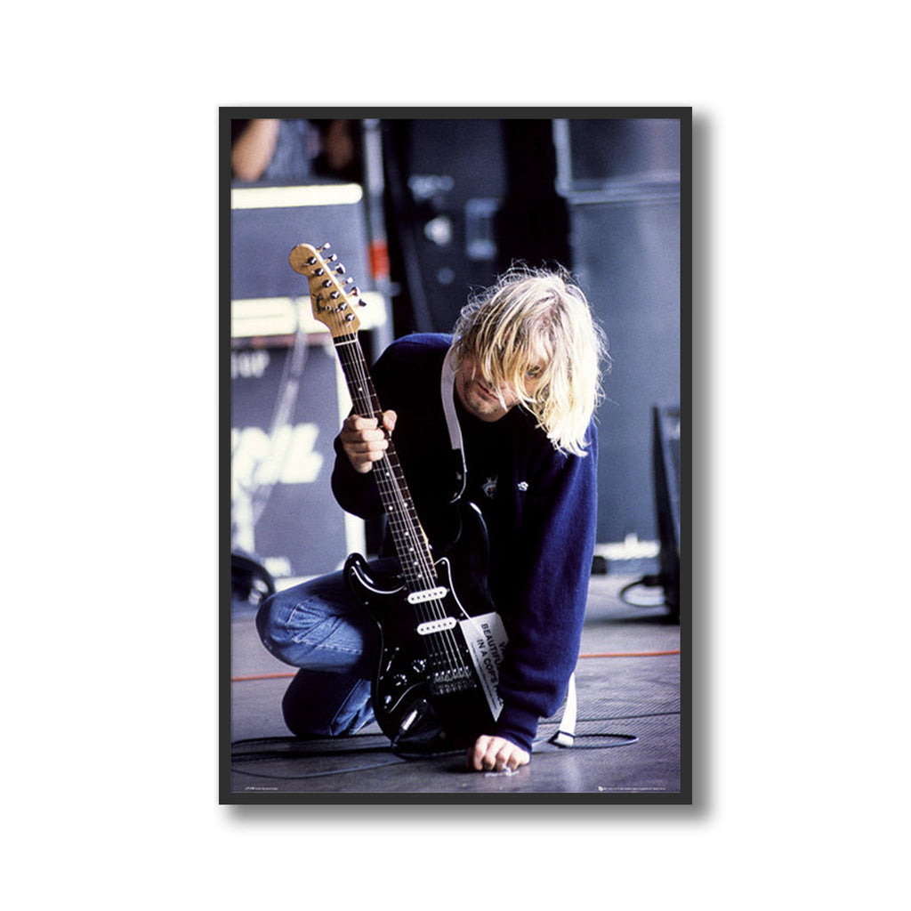 Curt Cobain Kneeling with Guitar Harvest Art Gallery