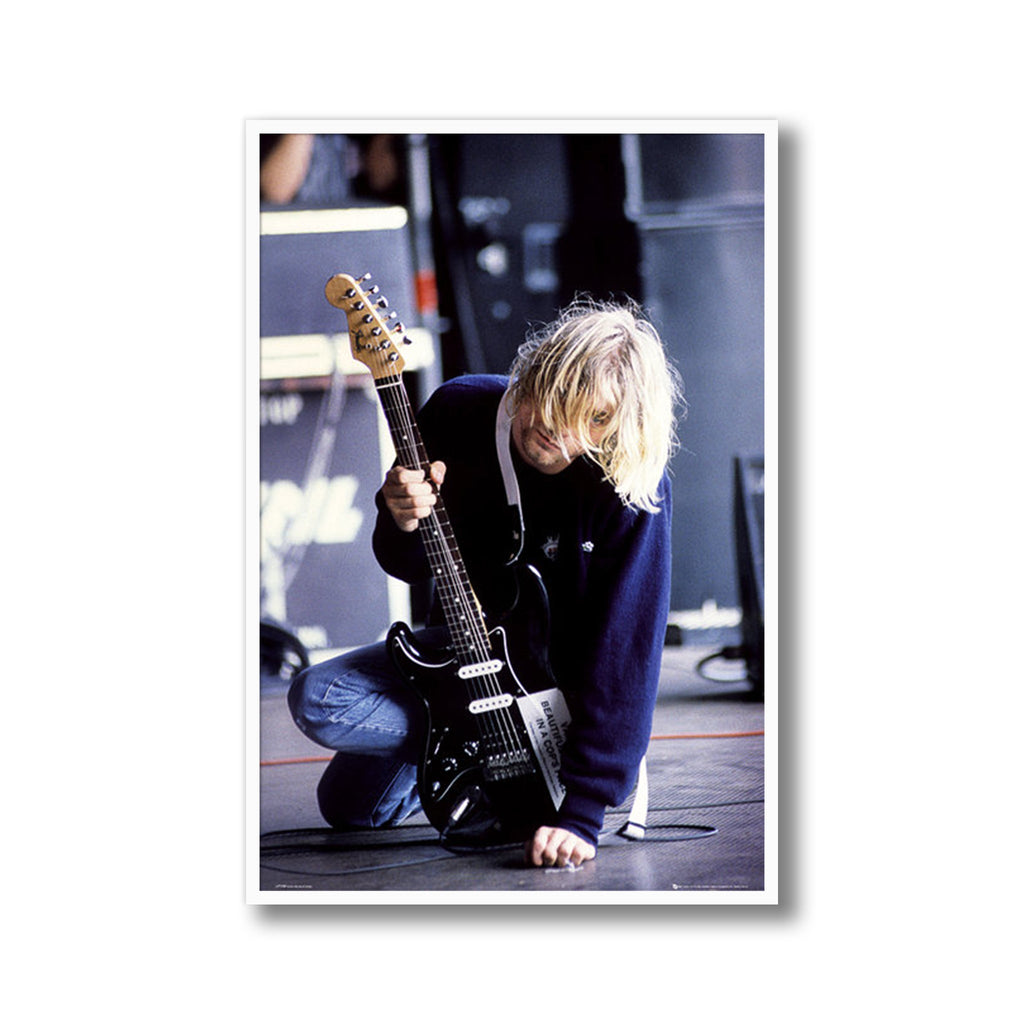 Curt Cobain Kneeling with Guitar Harvest Art Gallery