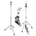 Hi-Hat Stand, Kick Drum Pedal & Straight Cymbal Stand Kit (3 Piece Set) by GRIFFIN - Deluxe Full-Size Percussion Chrome Hardware Set, Lightweight & Portable for Drummer Gigs GeekStands.com