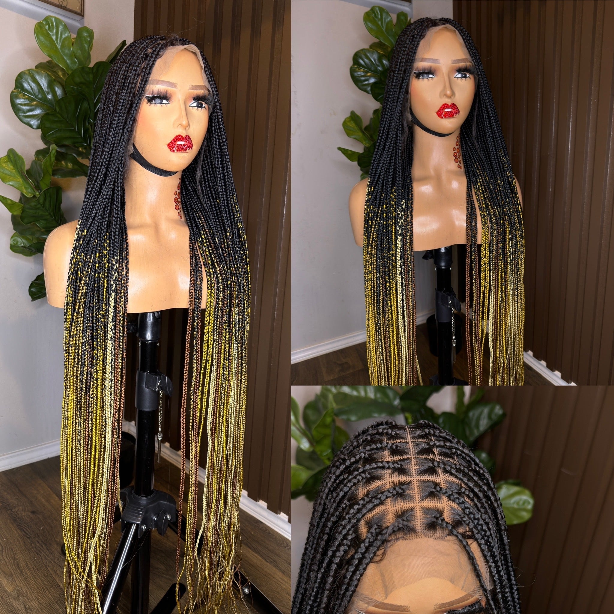 Omber mix court tips knotless braided wig HOL stores