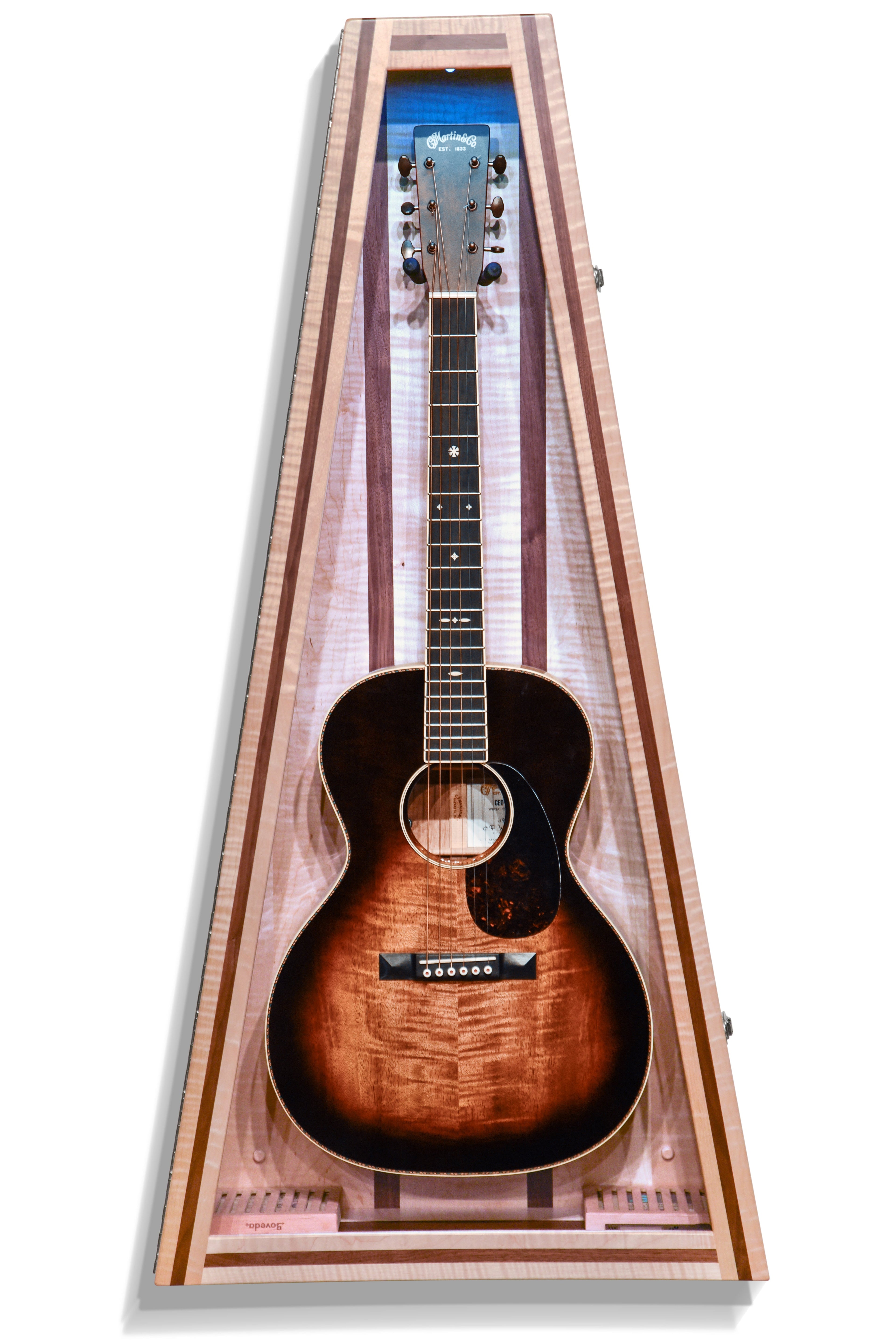 ClimaCase Triangle Humidor - Flamed Maple with Walnut Acoustic Remedy Cases