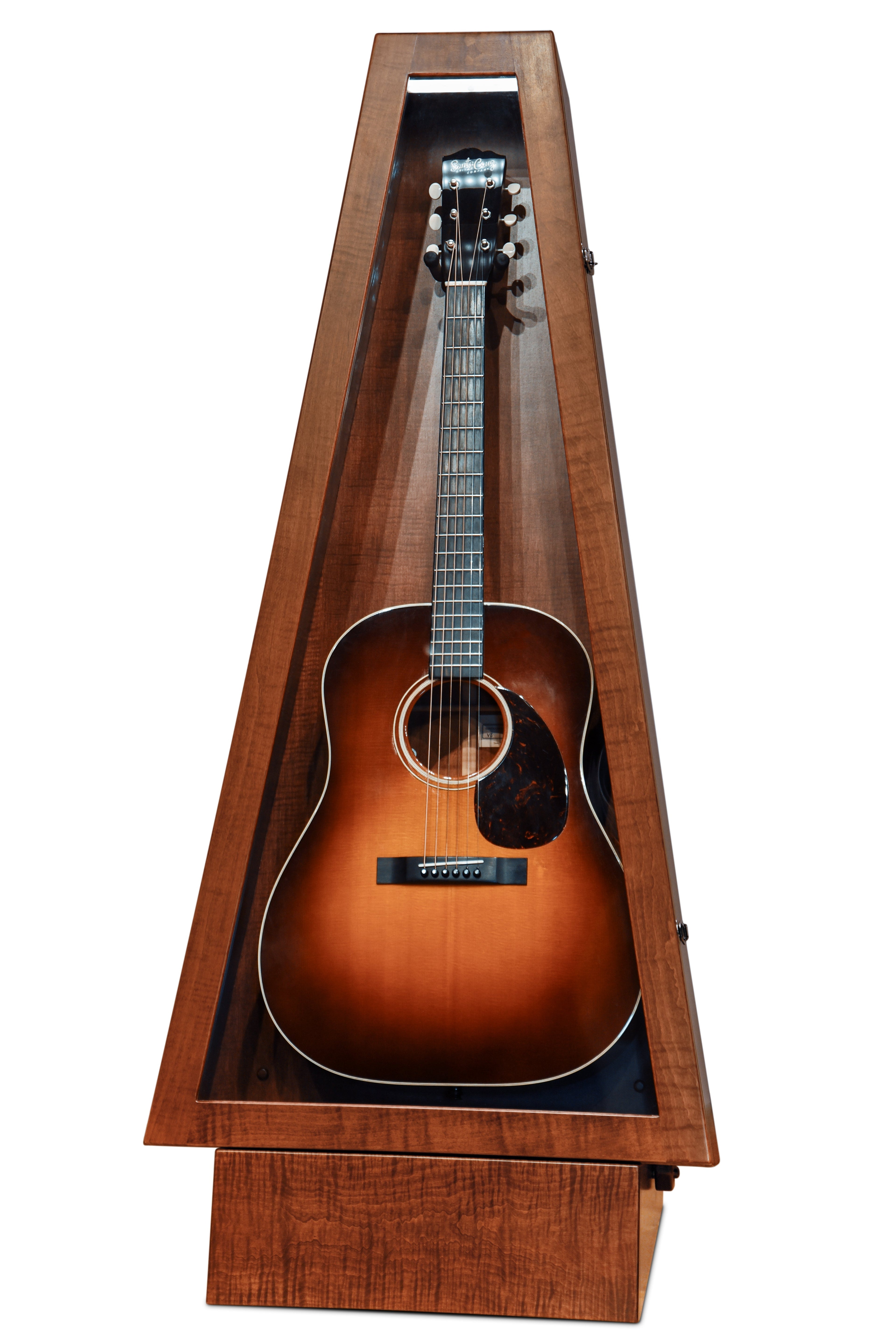 ClimaStand Triangle Humidor with Base - Flame maple with Acres Stain Acoustic Remedy Cases