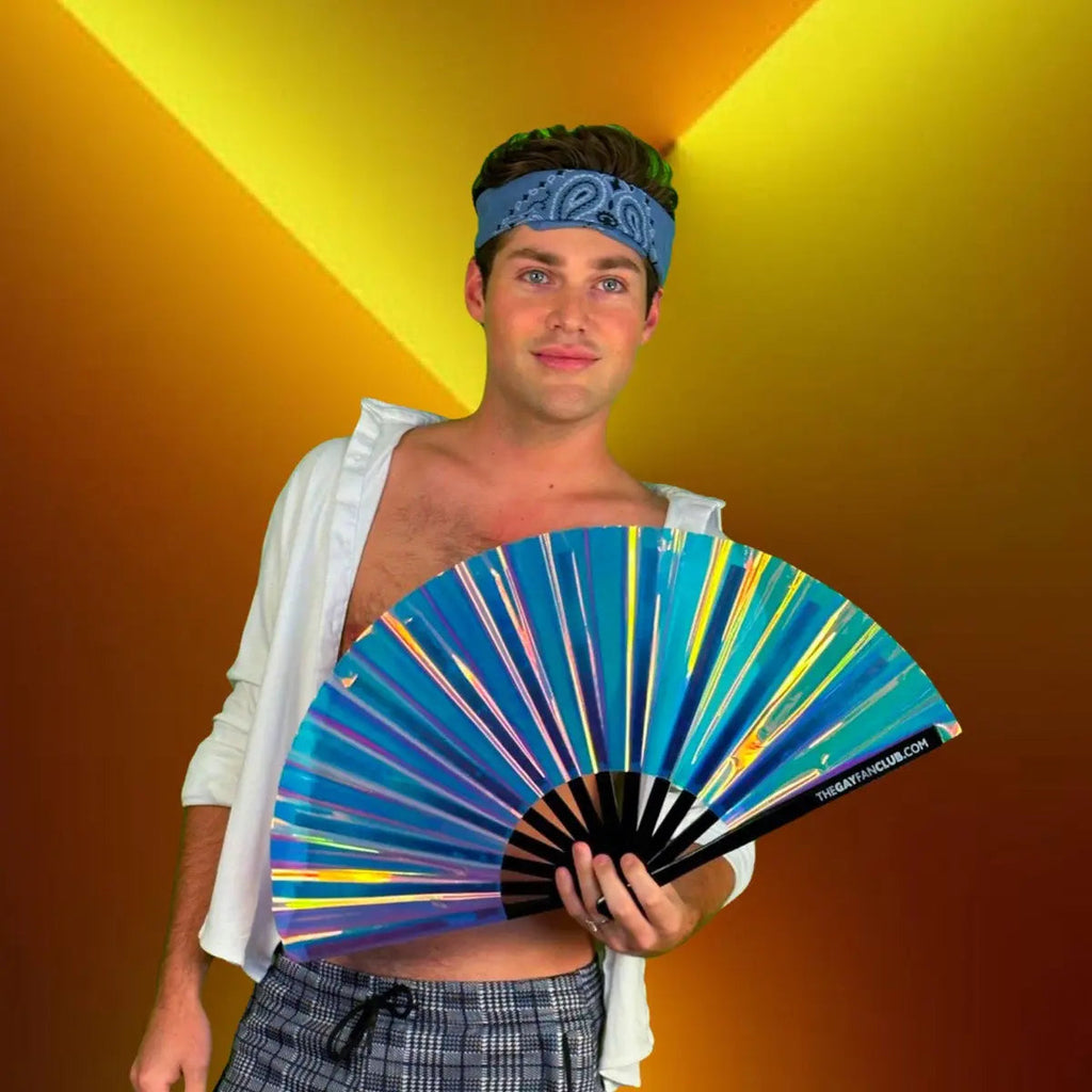 Iridescent Holographic Hand Fan The Gay Fan Club