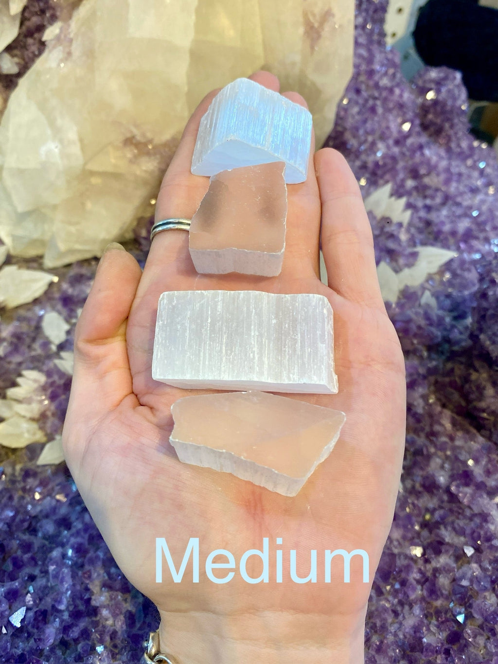 Selenite Raw Chunks | Satin Spar Rough Crystals Curious Muse Crystals
