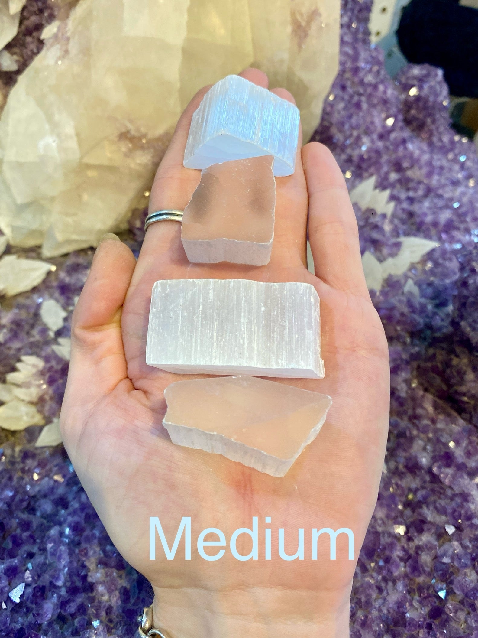 Selenite Raw Chunks | Satin Spar Rough Crystals Curious Muse Crystals