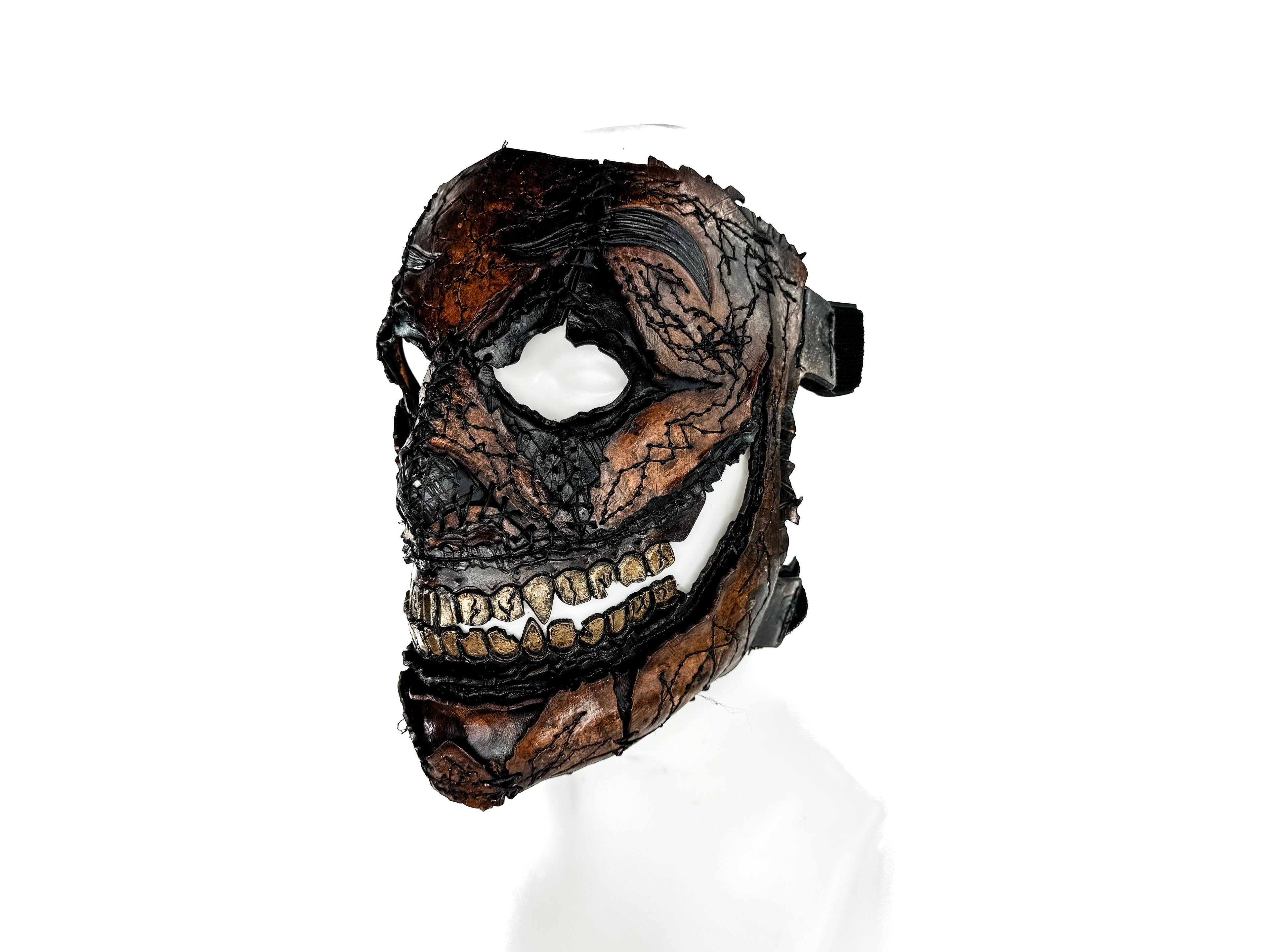 Genuine Leather Mask - GigaMyme Leatherface Edition - Handmade Mime Full Face Cover for Halloween, Performance or Cosplay Costume Rockwell Masks