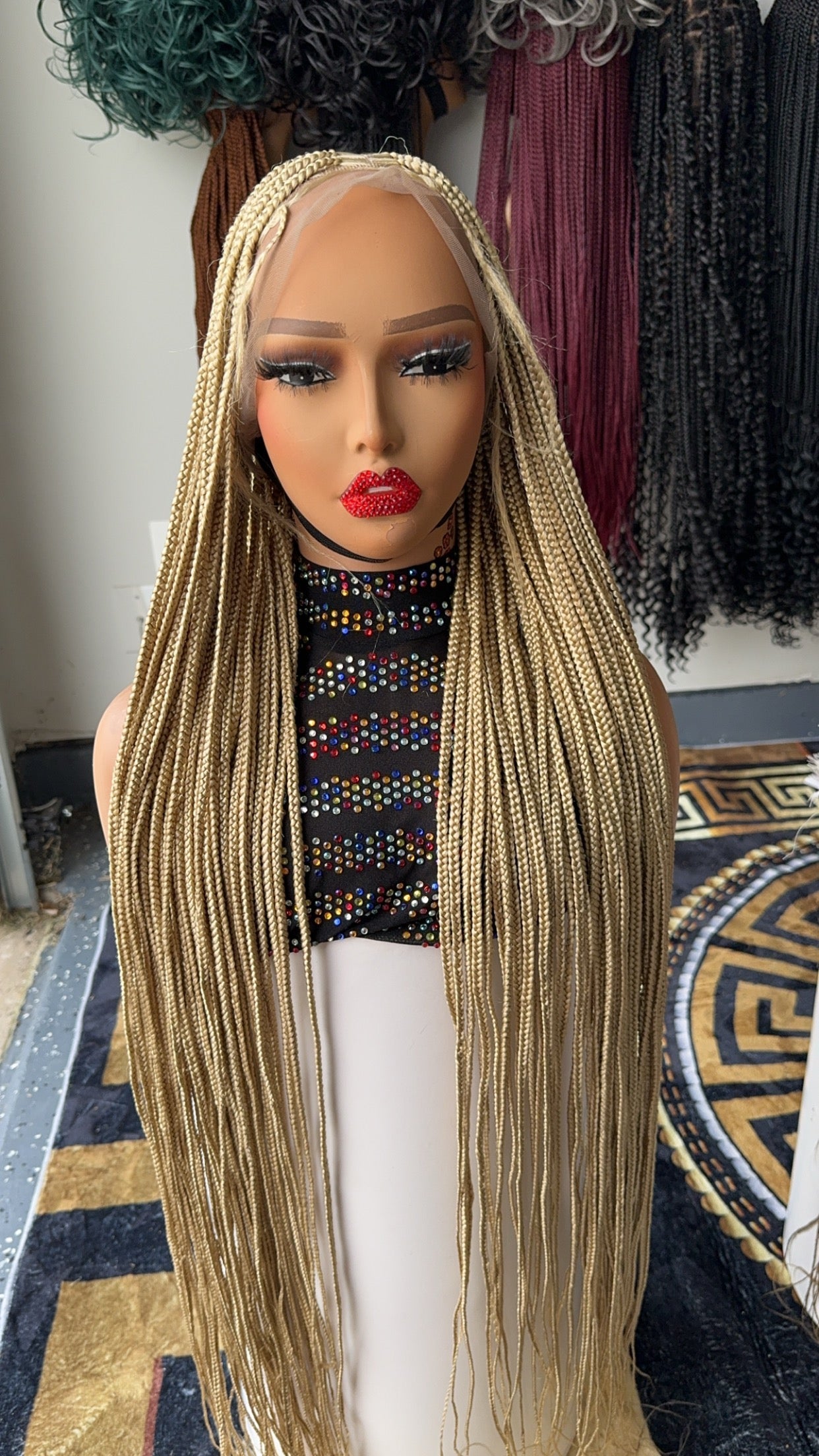 Luxury blonde 613 knotless braided wig HOL stores
