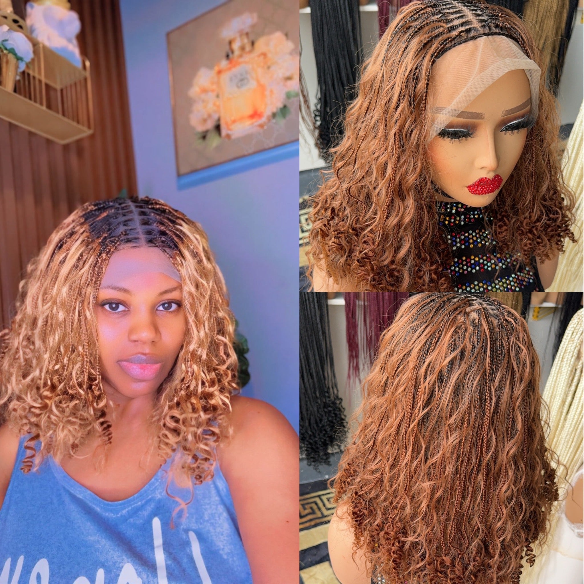 Honey blonde short boho braids HOL stores