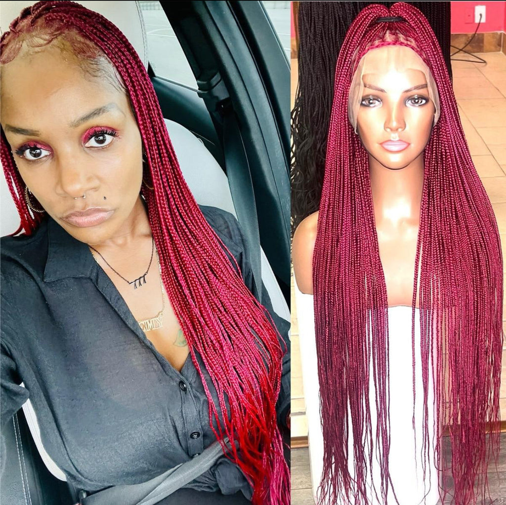 Burgundy Knotless box braided wig HOL stores