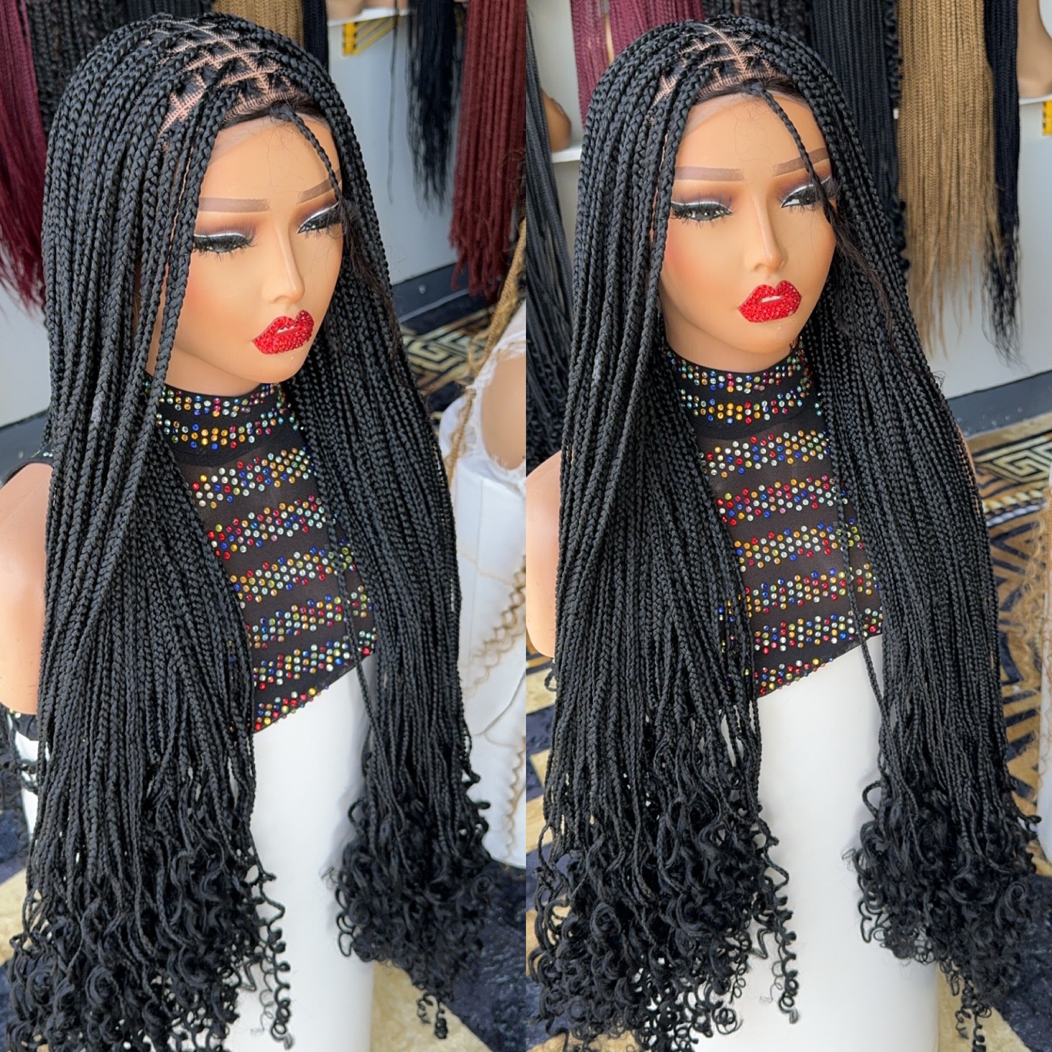 30 inches curly tips knotless braided wig HOL stores