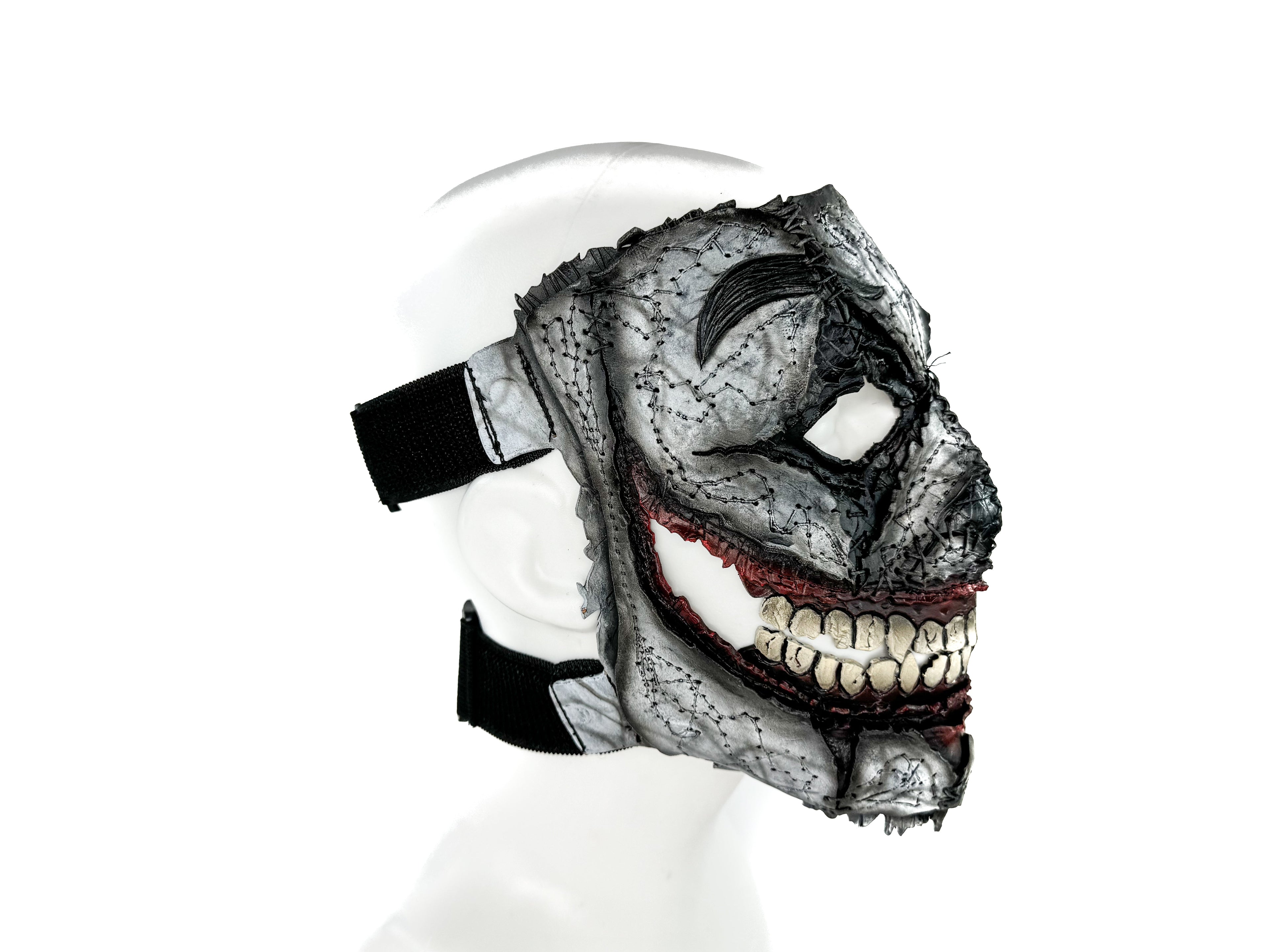 Genuine Leather Mask - GigaMyme Clown - Handmade Mime Full Face Cover for Halloween, Performance or Cosplay Costume Rockwell Masks