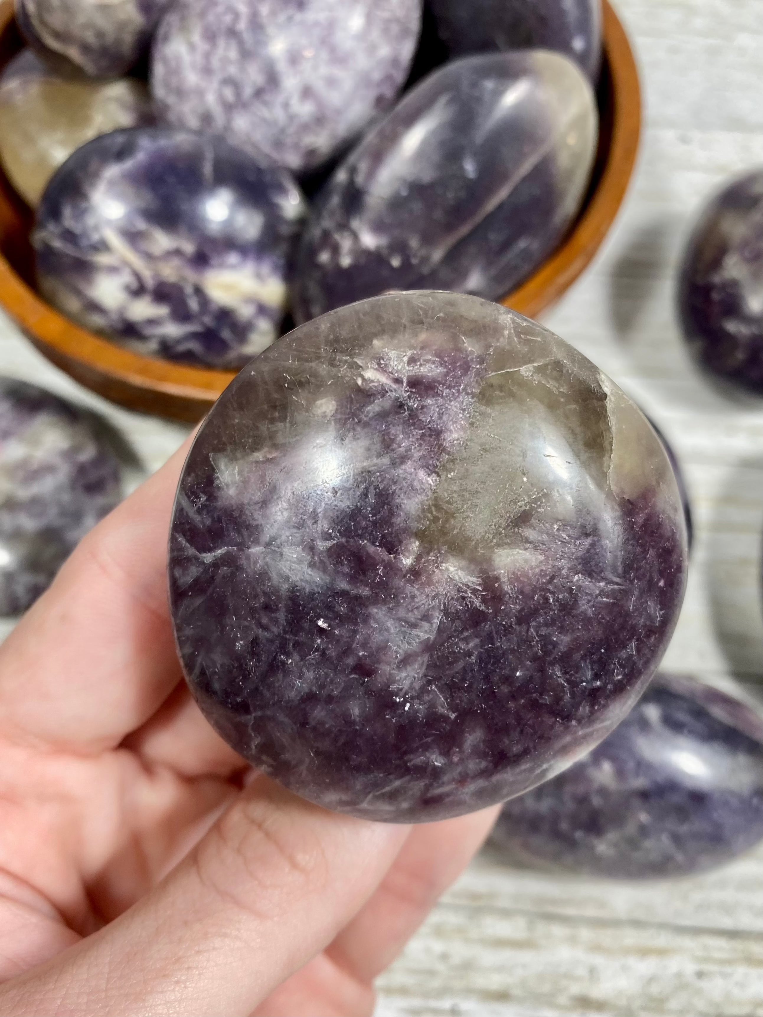 Lepidolite with Citrine Palm Stone Curious Muse Crystals