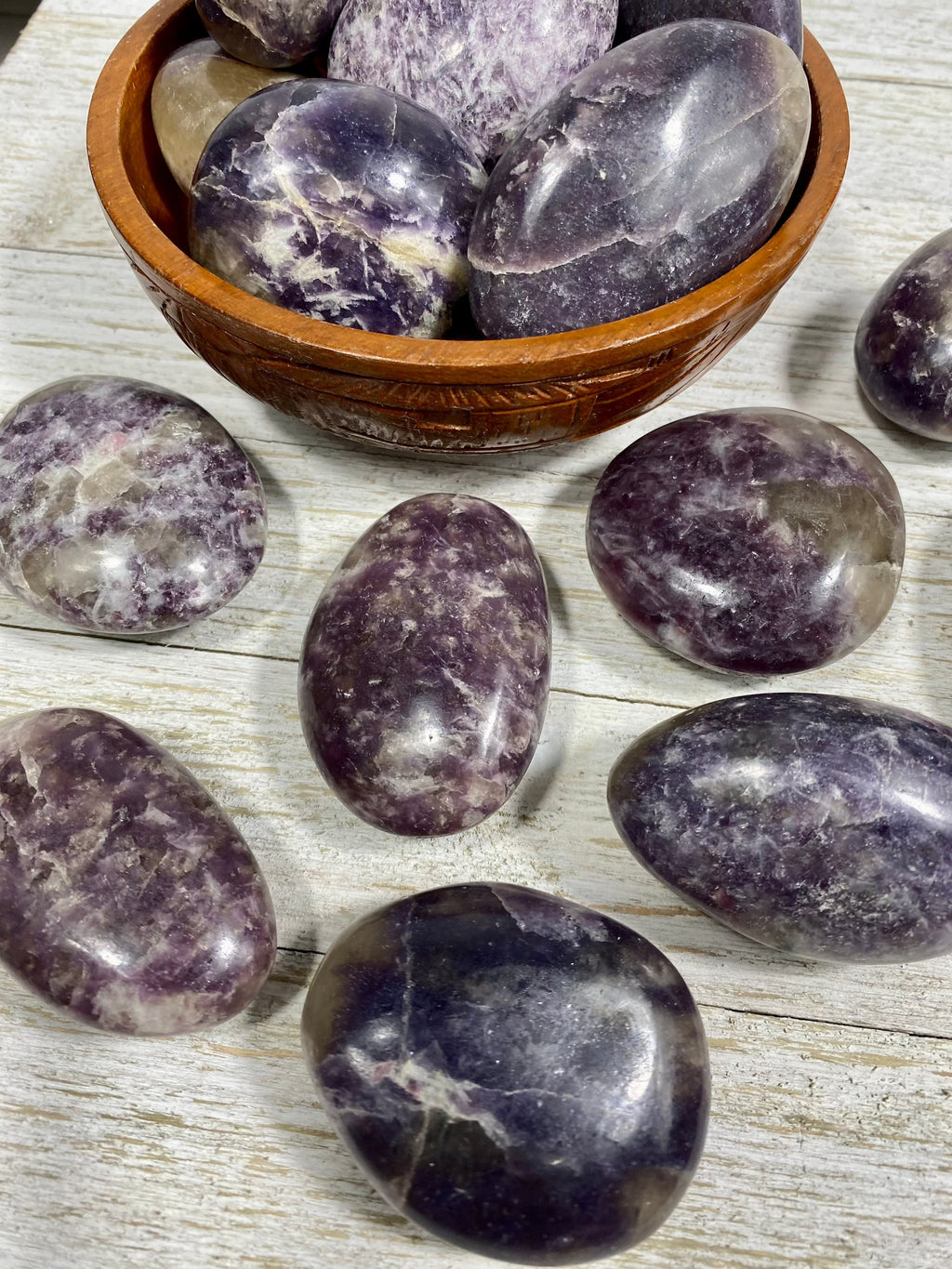 Lepidolite with Citrine Palm Stone Curious Muse Crystals