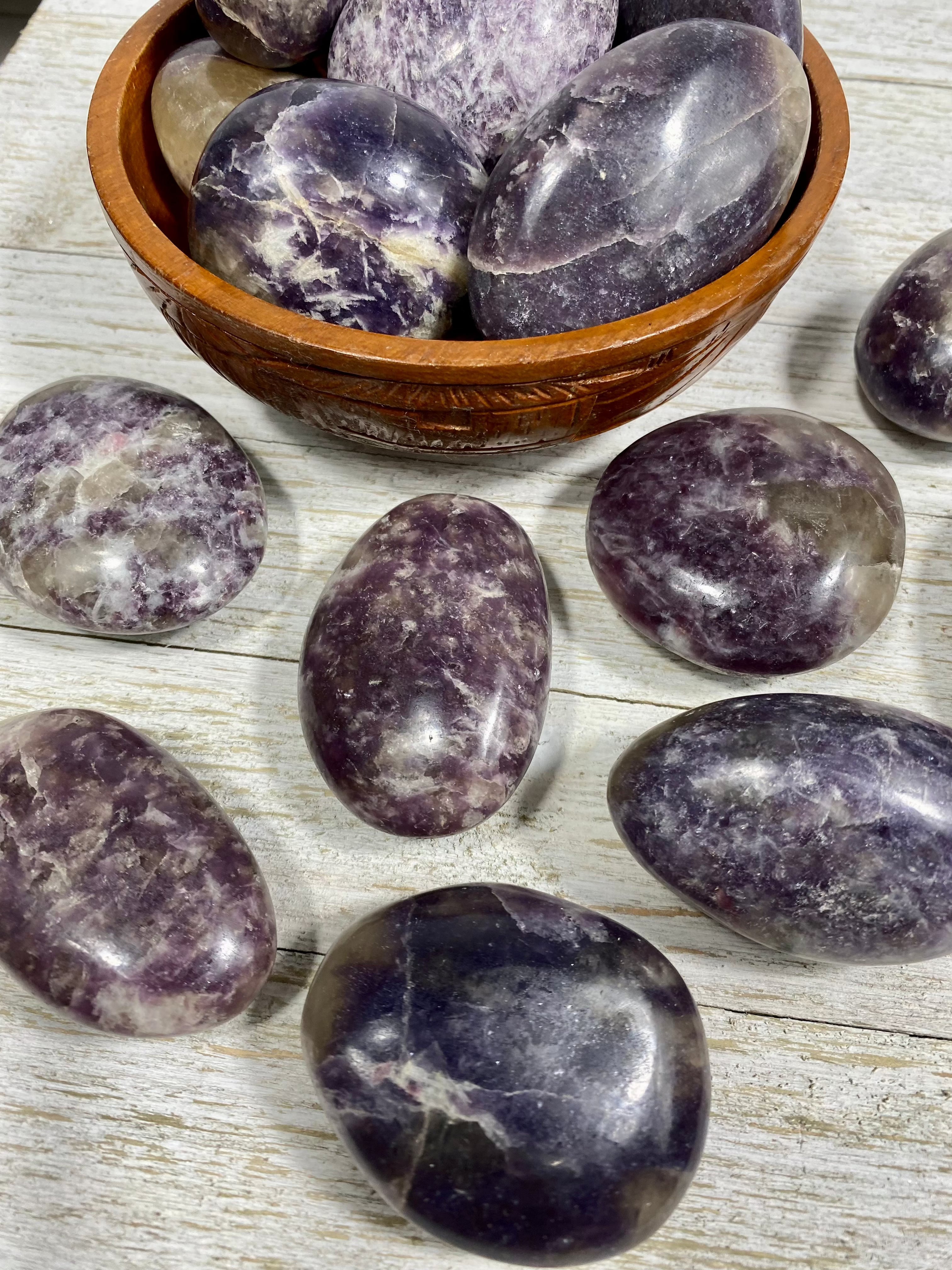 Lepidolite with Citrine Palm Stone Curious Muse Crystals