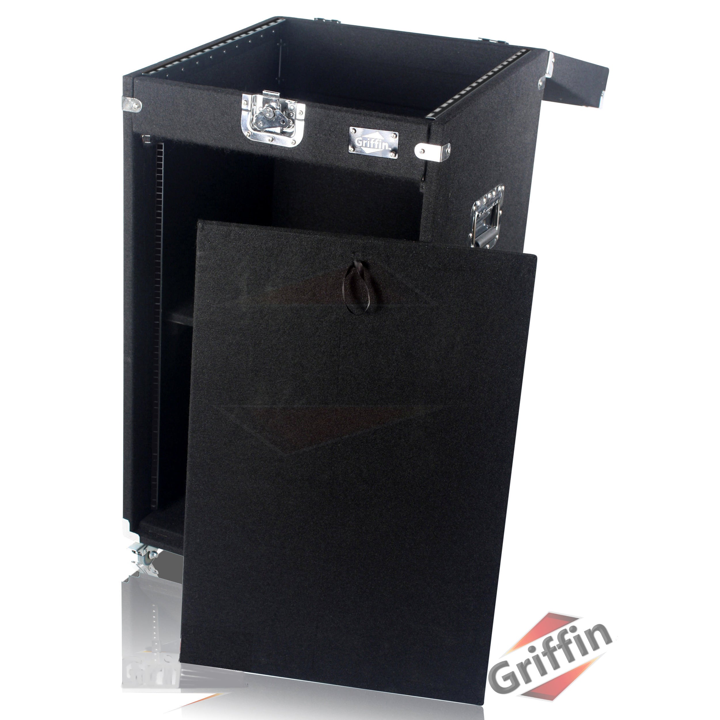 Ultimate Rackmount Studio Mixer Flight Road Case By GRIFFIN | 25U Mount Space Pro-Audio Amp Cabinet Travel Trunk For Music Gear Recording Equipment | Portable DJ Sound Booth Rack Stand Carpet PA Cart GeekStands.com