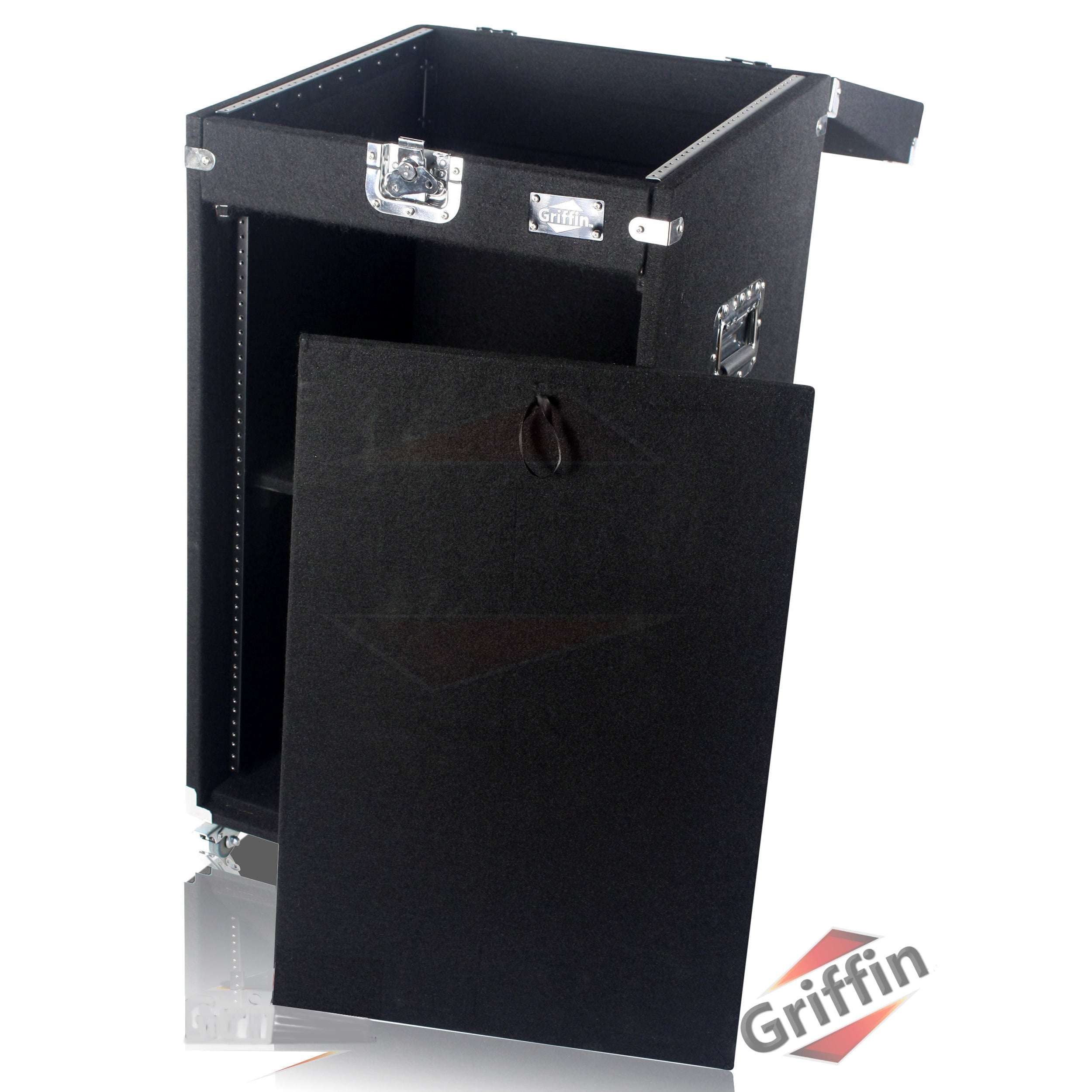 Ultimate Rackmount Studio Mixer Flight Road Case By GRIFFIN | 25U Mount Space Pro-Audio Amp Cabinet Travel Trunk For Music Gear Recording Equipment | Portable DJ Sound Booth Rack Stand Carpet PA Cart GeekStands.com