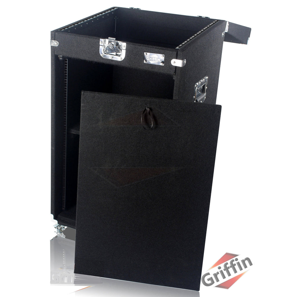 Rackmount Studio Mixer Flight Road Case By GRIFFIN - 25U Mount Space Ultimate Pro-Audio Amp Cabinet Travel Trunk For Music Gear Recording Equipment GeekStands.com