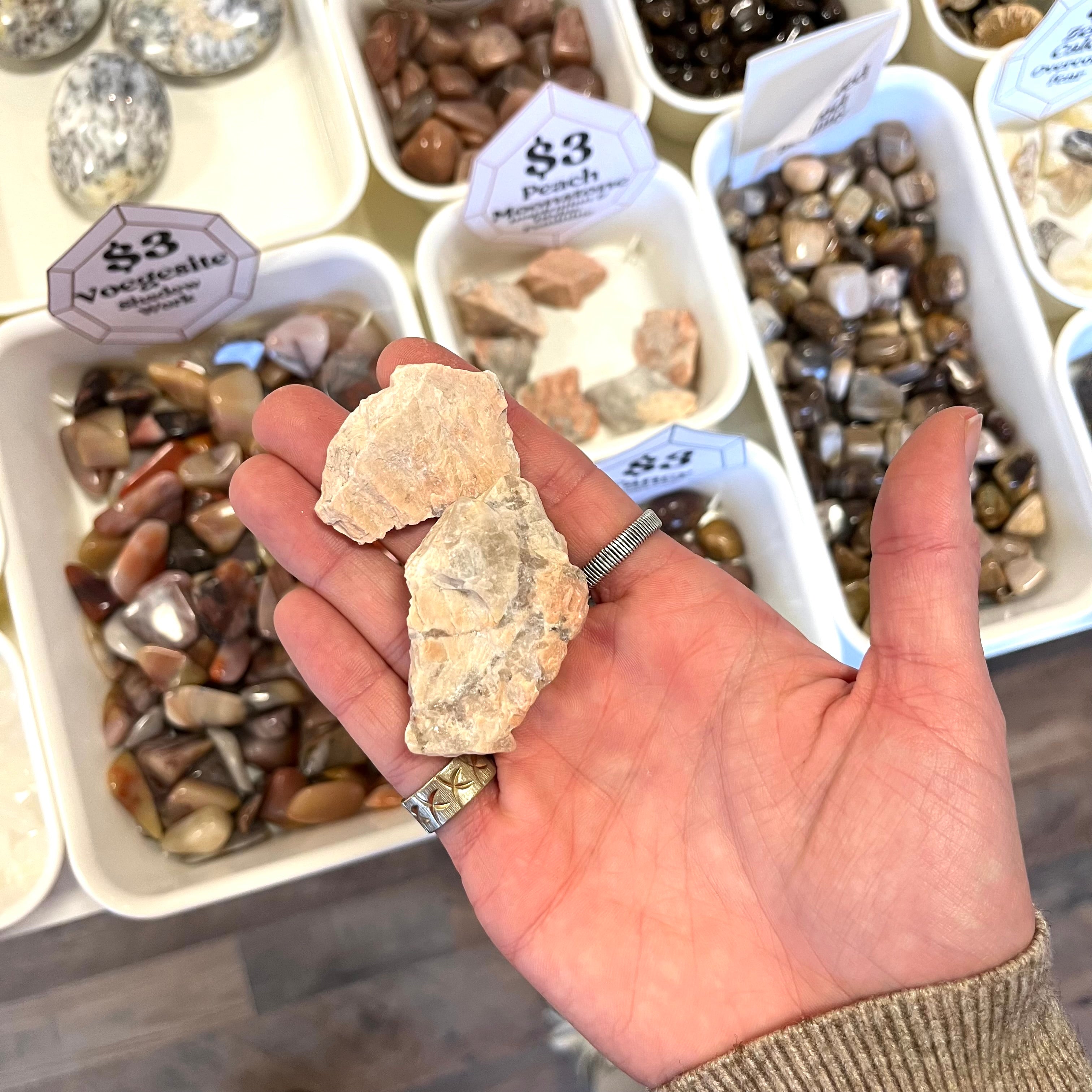 Peach Moonstone (Inspiration) Rough White Mountain Crystals