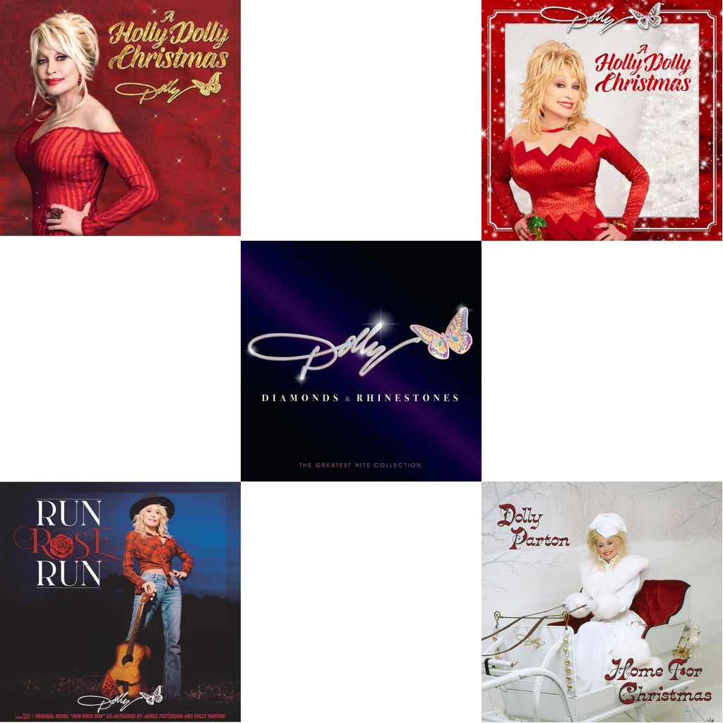 Holly Dolly Christmas (Ultimate Deluxe Edition) & Holly Dolly Christmas (Opaque Red LP Vinyl) & Run Rose Run & Home For Christmas (140G) & Diamonds & Rhinestones: The Greatest Hits Collection (2LP) Bundle Music