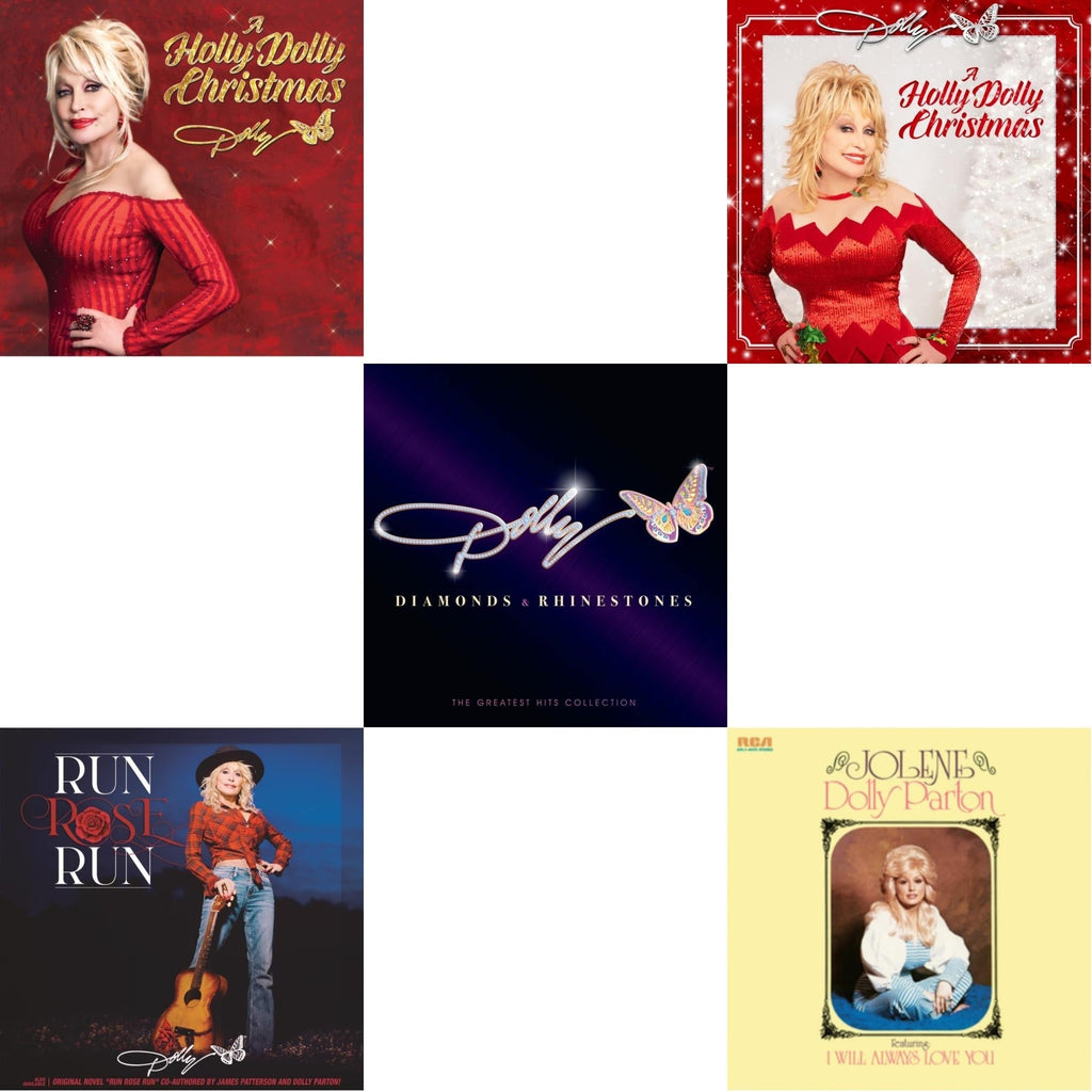 Dolly Parton - Holly Dolly Christmas (Ultimate Deluxe Edition) & Run Rose Run & Diamonds & Rhinestones: The Greatest Hits Collection (2LP) & Holly Dolly Christmas (Opaque Red LP Vinyl) & Jolene (140G/Dl Insert) Bundle Music