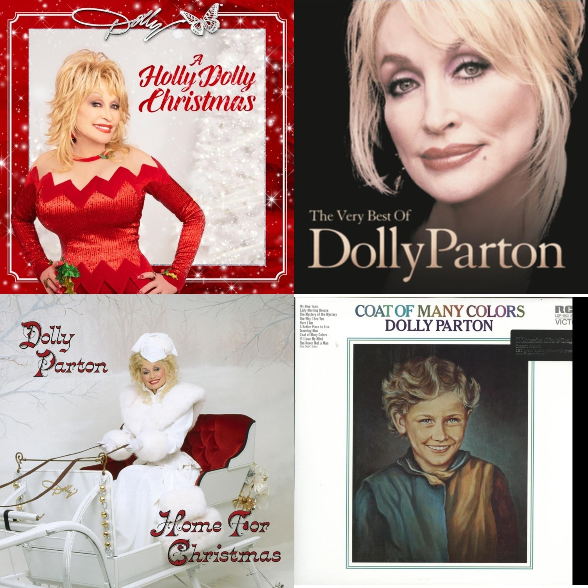 Holly Dolly Christmas (Opaque Red LP Vinyl) & Very Best Of Dolly Parton (2LP) & Home For Christmas (140G) & Coat Of Many Colors (180G) Bundle Music
