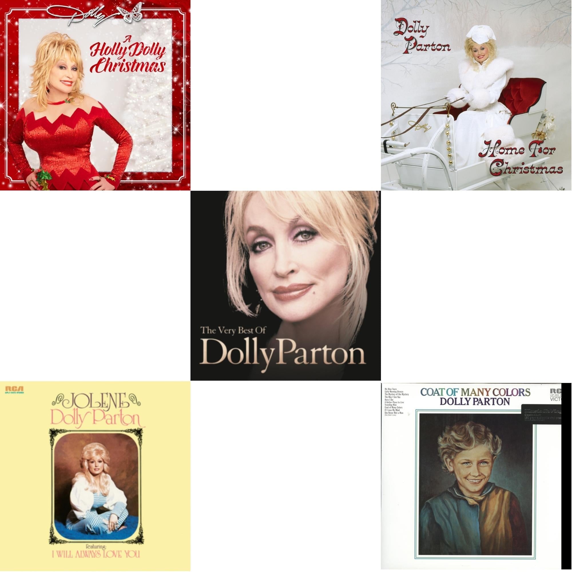 Holly Dolly Christmas (Opaque Red LP Vinyl) & Jolene (140G/Dl Insert) & Very Best Of Dolly Parton (2LP) & Home For Christmas (140G) & Coat Of Many Colors (180G) Bundle Music
