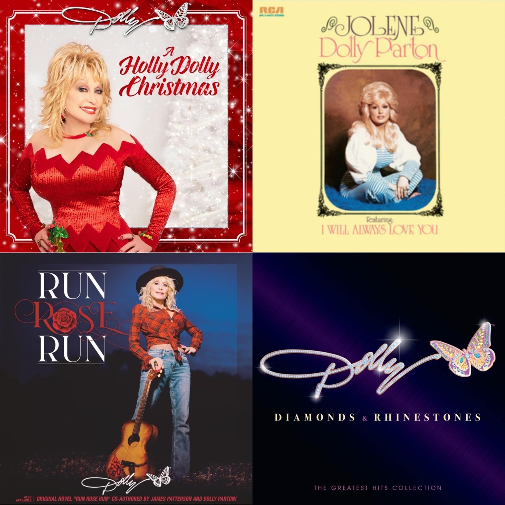 Holly Dolly Christmas (Opaque Red LP Vinyl) & Jolene (140G/Dl Insert) & Run Rose Run & Diamonds & Rhinestones: The Greatest Hits Collection (2LP) Bundle Music