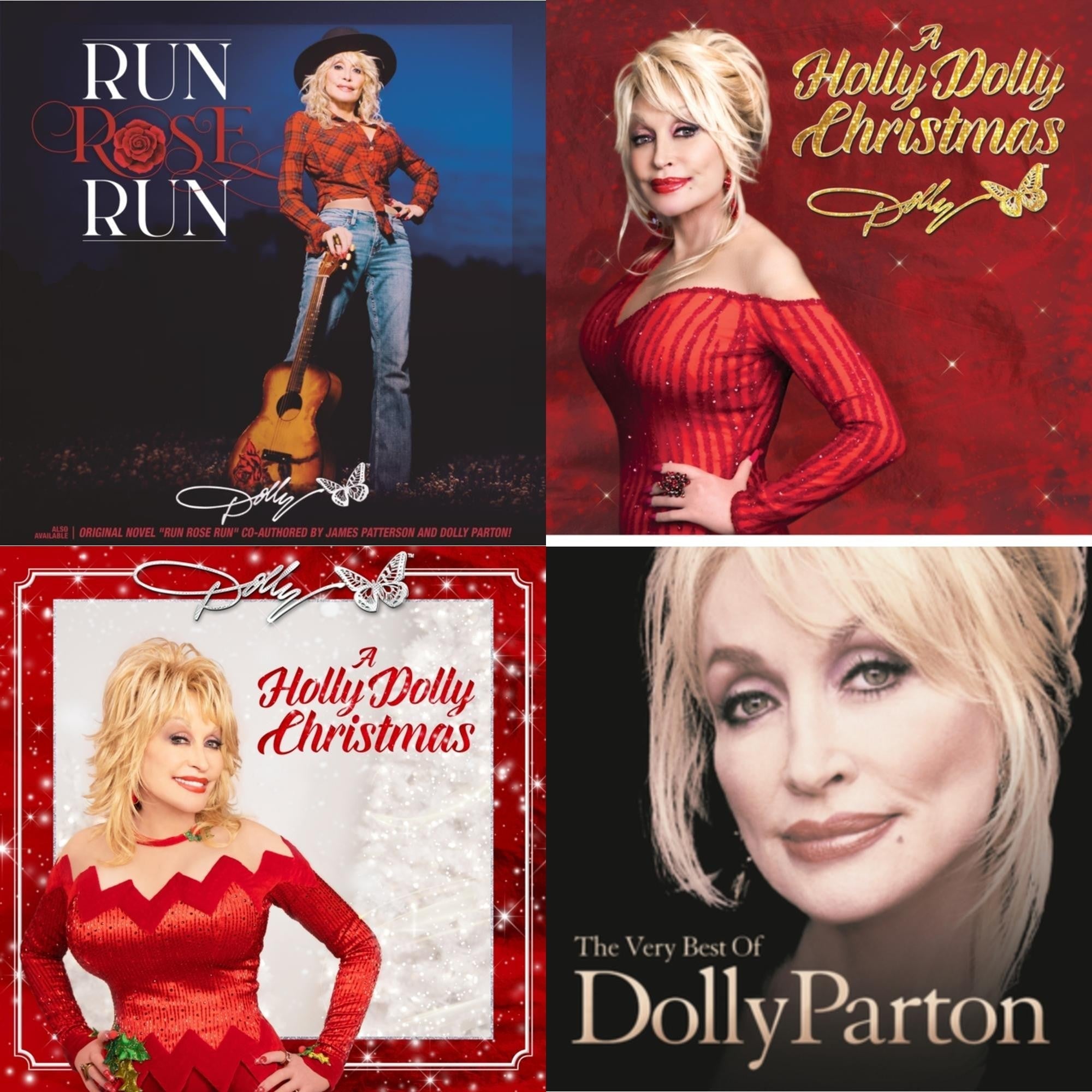 Holly Dolly Christmas (Ultimate Deluxe Edition) & Holly Dolly Christmas (Opaque Red LP Vinyl) & Run Rose Run & Very Best Of Dolly Parton (2LP) Bundle Music