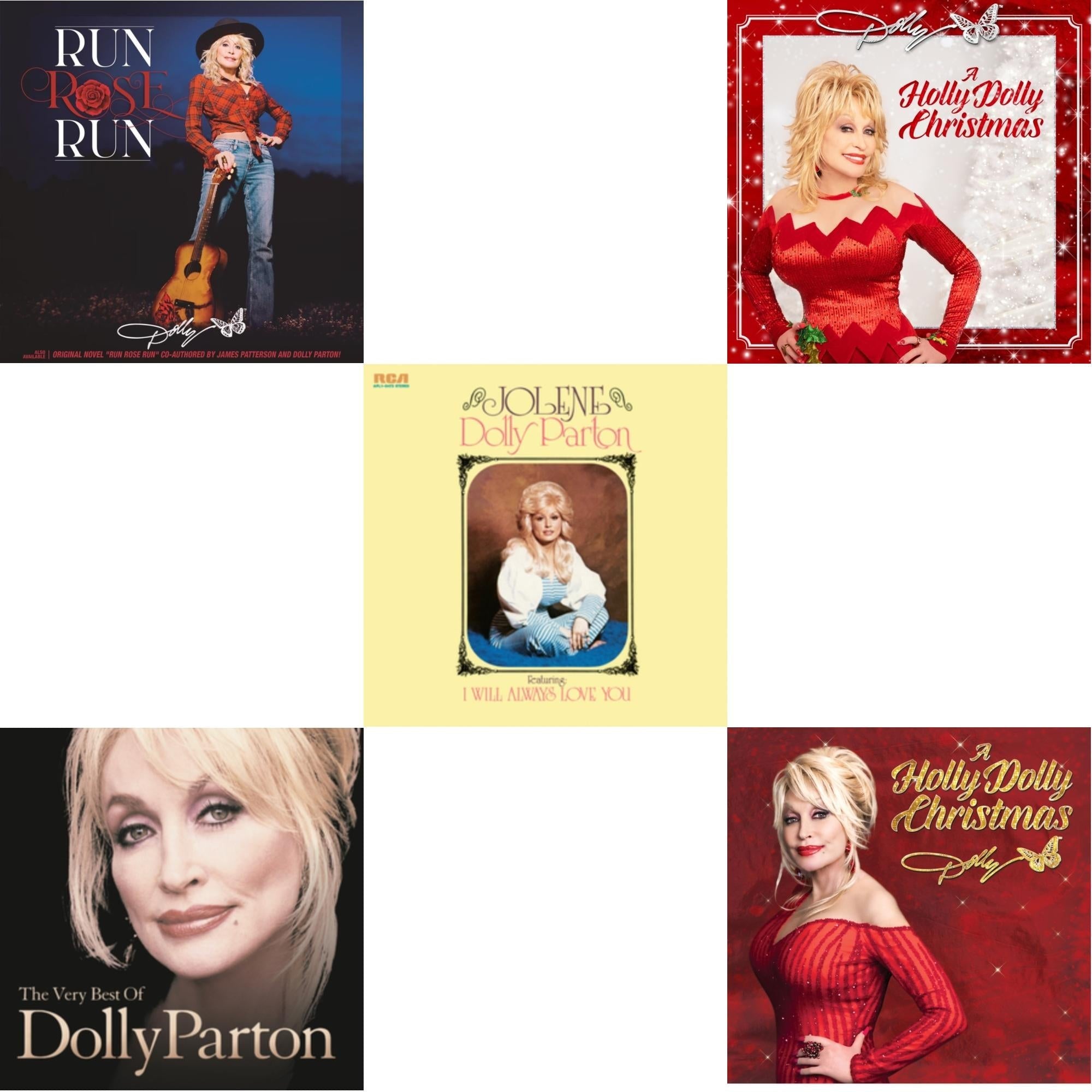 Dolly Parton - Holly Dolly Christmas (Ultimate Deluxe Edition) & Holly Dolly Christmas (Opaque Red LP Vinyl) & Jolene (140G/Dl Insert) & Run Rose Run & Very Best Of Dolly Parton (2LP) Bundle Music