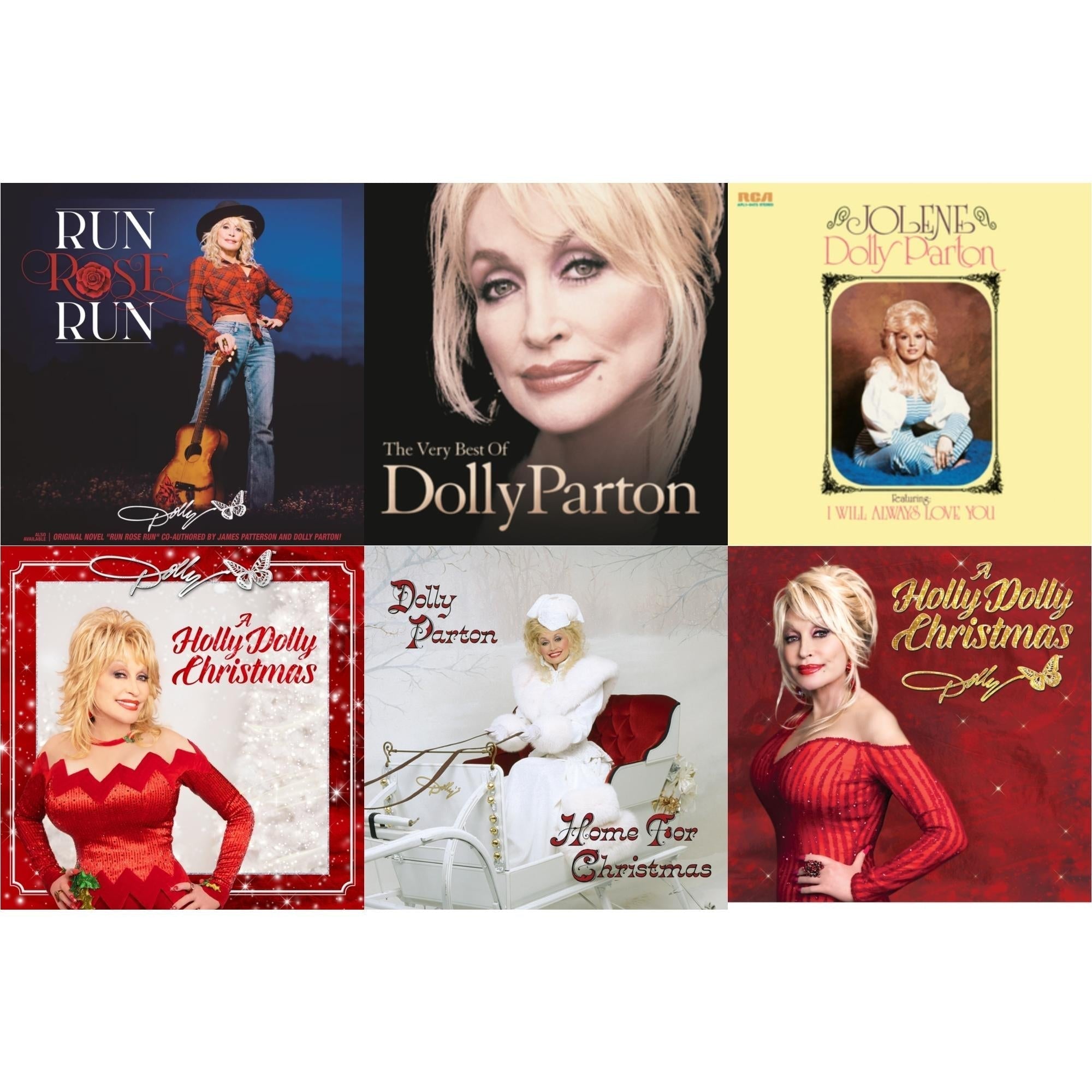 Holly Dolly Christmas (Ultimate Deluxe Edition) & Holly Dolly Christmas (Opaque Red LP Vinyl) & Jolene (140G/Dl Insert) & Run Rose Run & Very Best Of Dolly Parton (2LP) & Home For Christmas (140G) Bundle Music