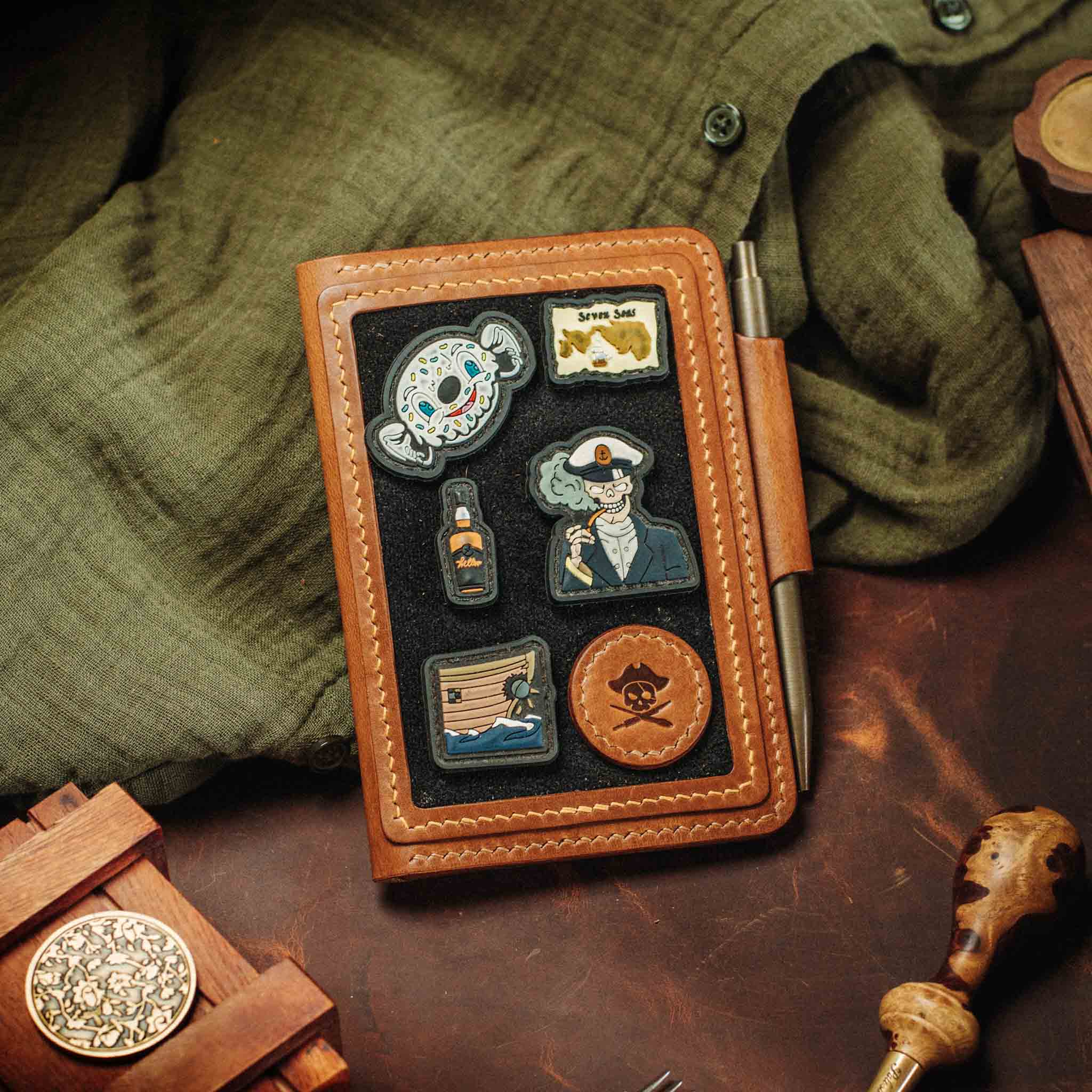 Passport Travel Wallet - Quartermaster v2 | Leather Velcro Organizer | Field Notes Holder Pirate Goods