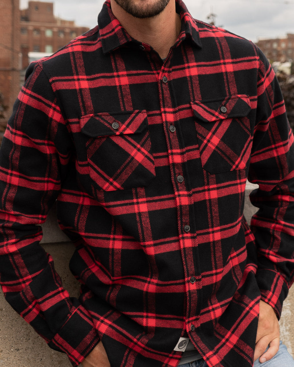 Field Grand Flannel, Huntsman Plaid in Black MuskOx Flannels