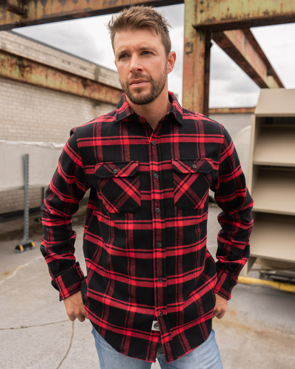 Field Grand Flannel, Huntsman Plaid in Black MuskOx Flannels