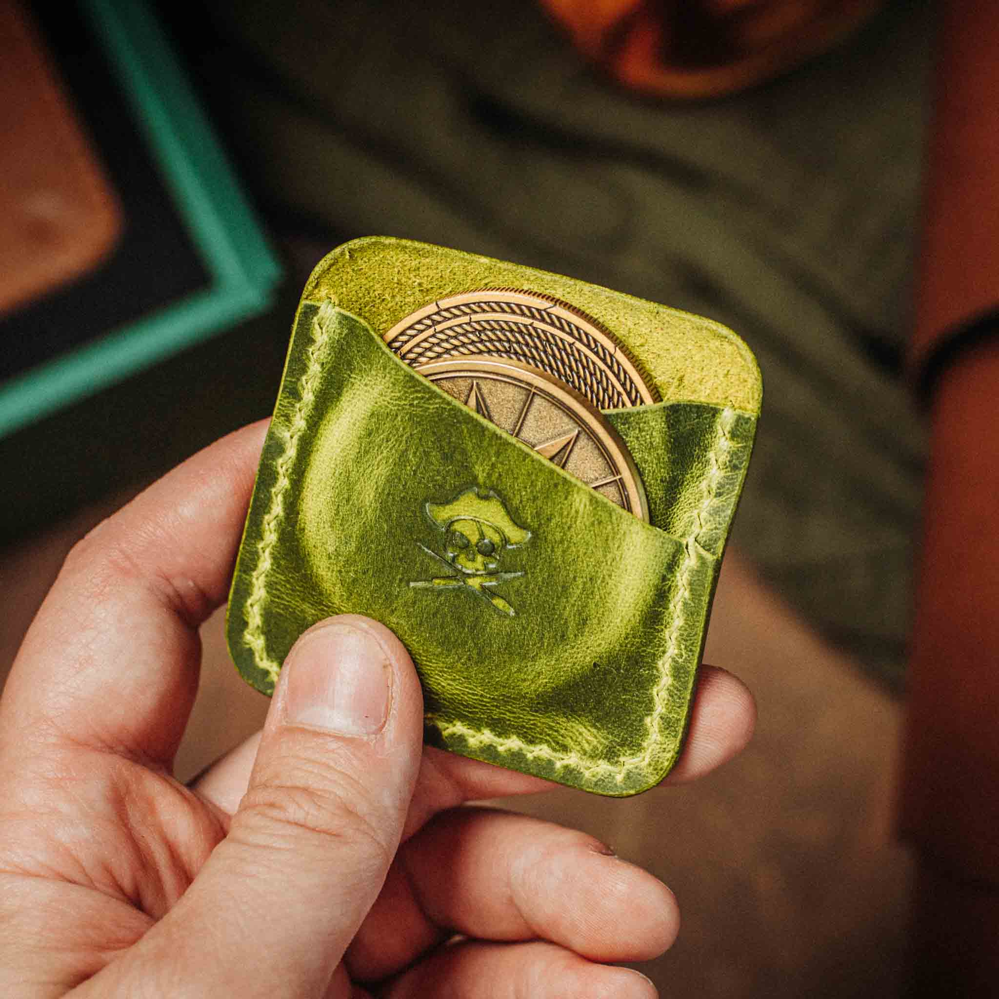 Double Coin Holder - Peso Pocket Duo | Challenge Coin Case | Handcrafted Leather Pirate Goods