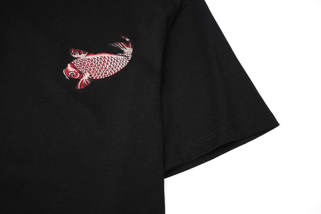 ET520 Red Koi Wave Rider Embroidered Tee Niepce
