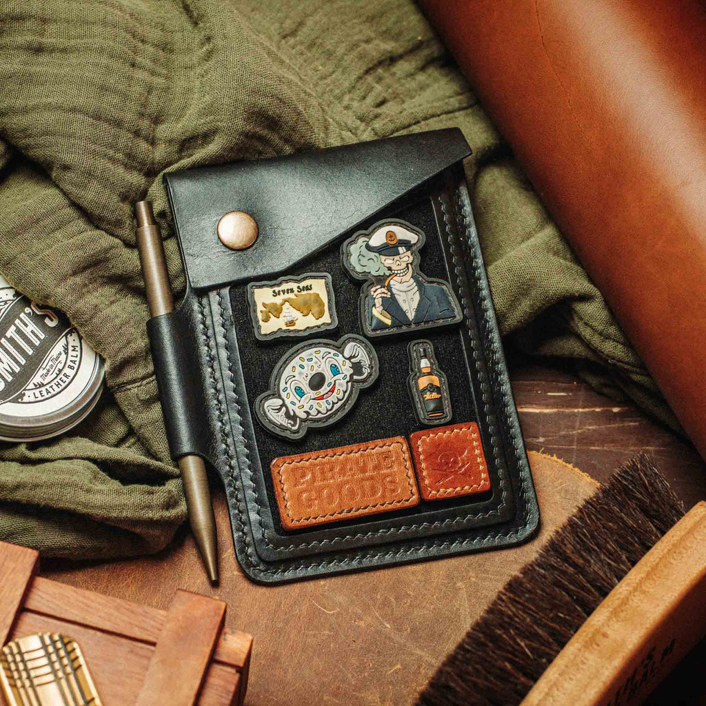 Field Notes Cover - Steersman | Leather Velcro Patch Display | EDC Journal Holder Pirate Goods