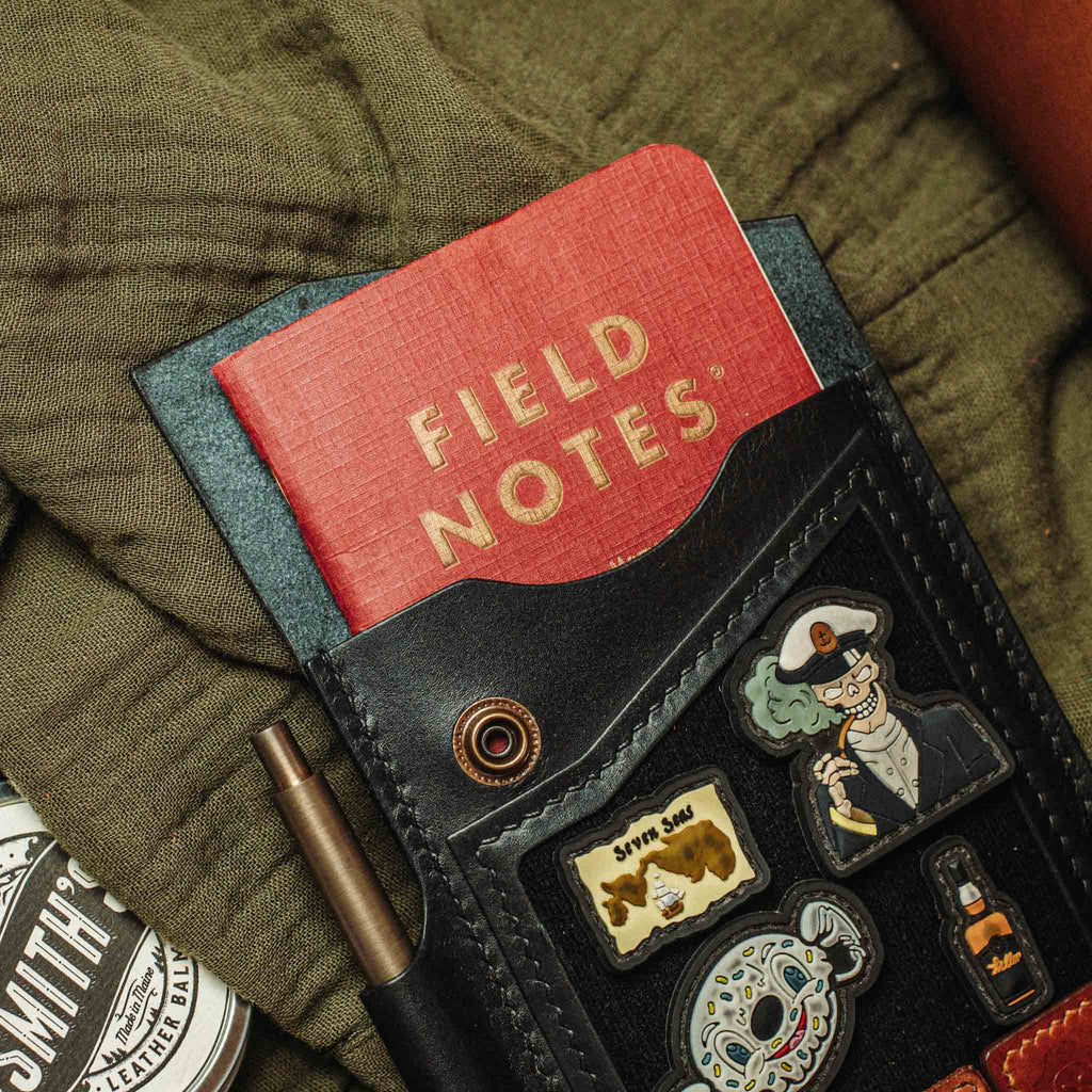 Field Notes Cover - Steersman | Leather Velcro Patch Display | EDC Journal Holder Pirate Goods
